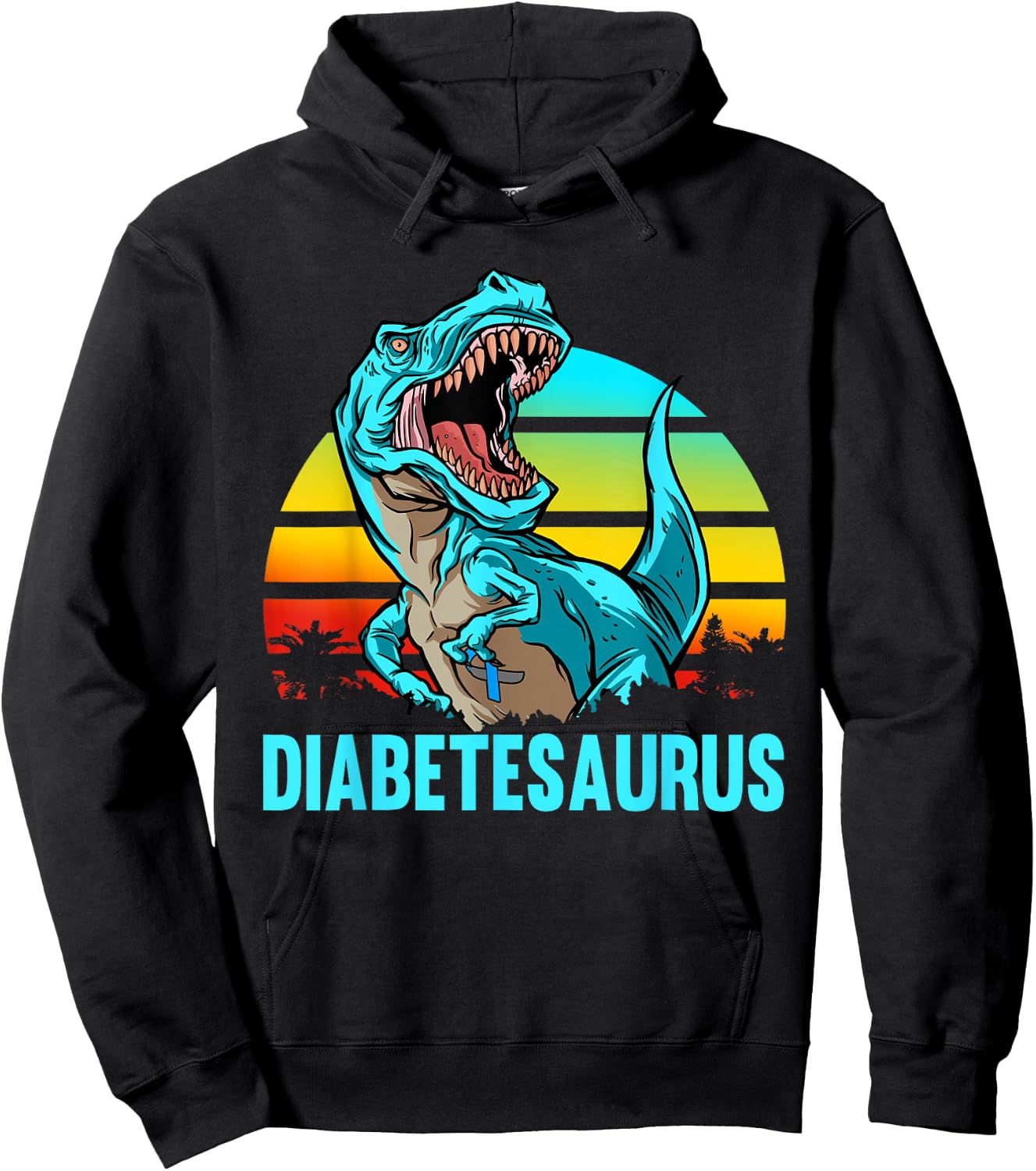 Diabetesaurus T-Rex Dinosaur Diabetic Diabetes Awareness Hoodie - Hoodie | Black