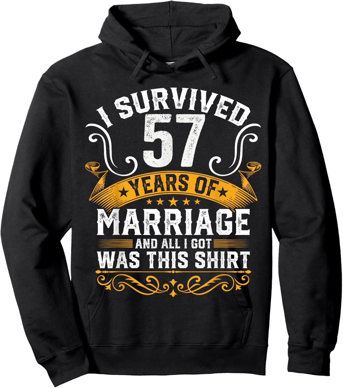 57th Wedding Anniversary shirt Couples Husband Wife 57 Years Hoodie - Hoodie | Black