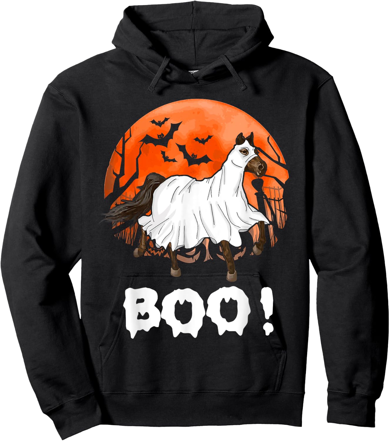 Funny Ghost Boo Horse Equestrian Lover Halloween Costume Hoodie - Hoodie | Black