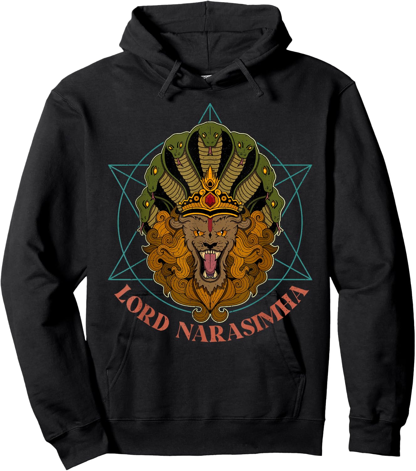 Hindu festival spiritual meditation lion Krishna Narasimha Hoodie - Hoodie | Black
