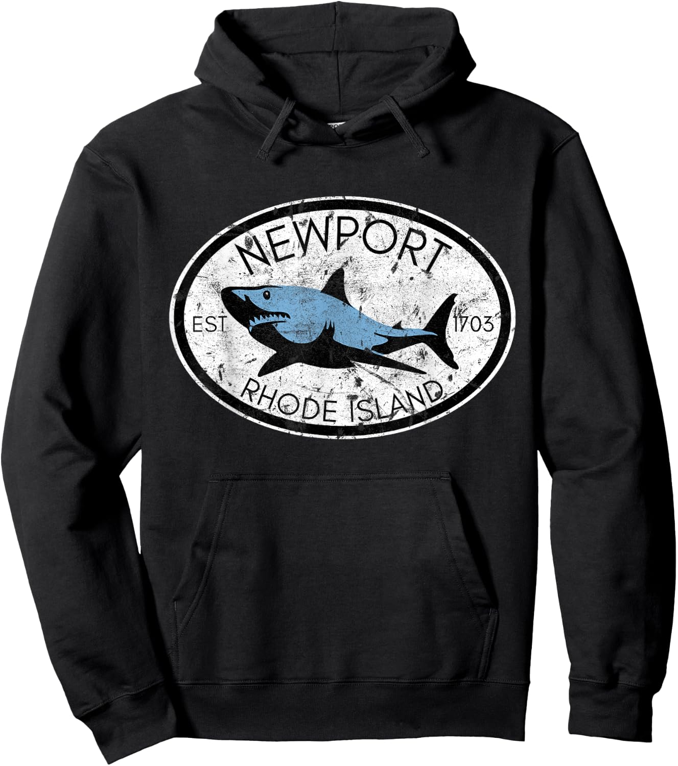 Newport Rhode Island Fishing Shark Fish Beach Vintage Women Kids Hoodie - Hoodie | Black