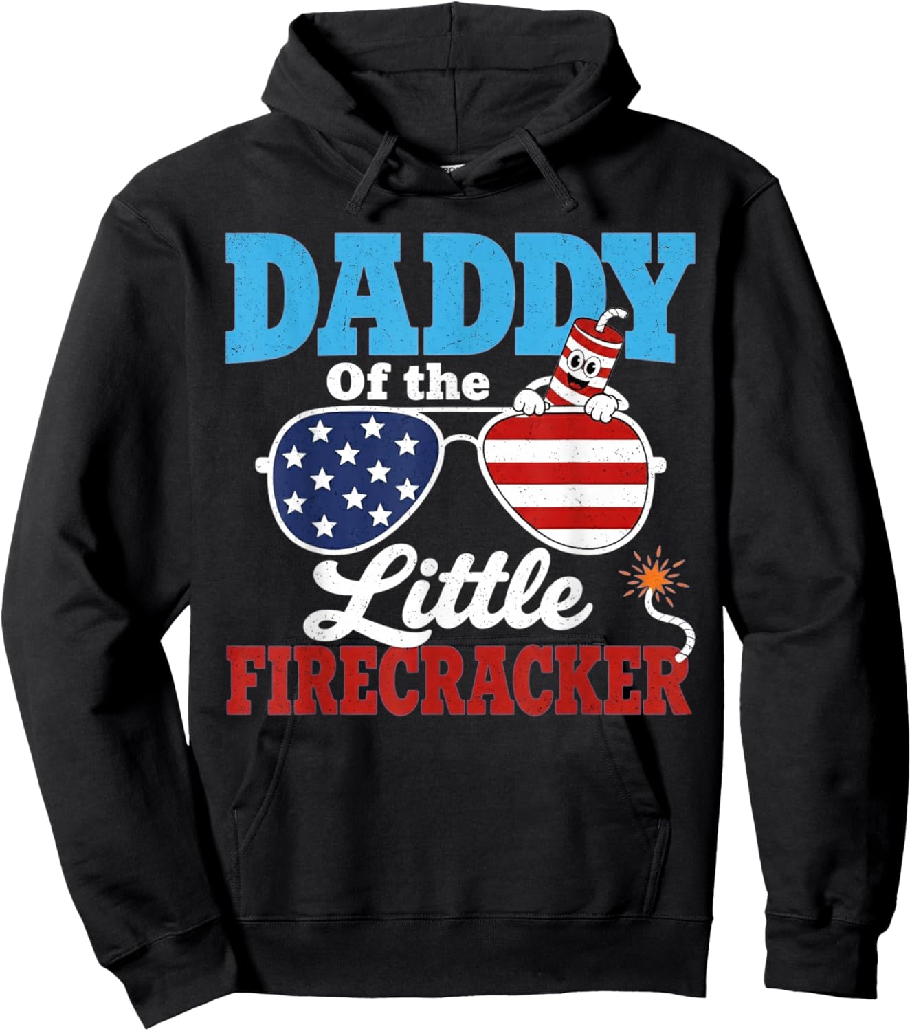 Daddy of The Little Firecracker 4th of July Dad Father Hoodie - Hoodie | Black