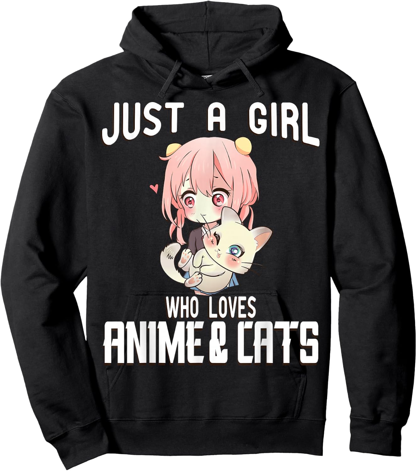 Just a Girl who Loves Anime and Cats Lover for Teen Hoodie - Hoodie | Black