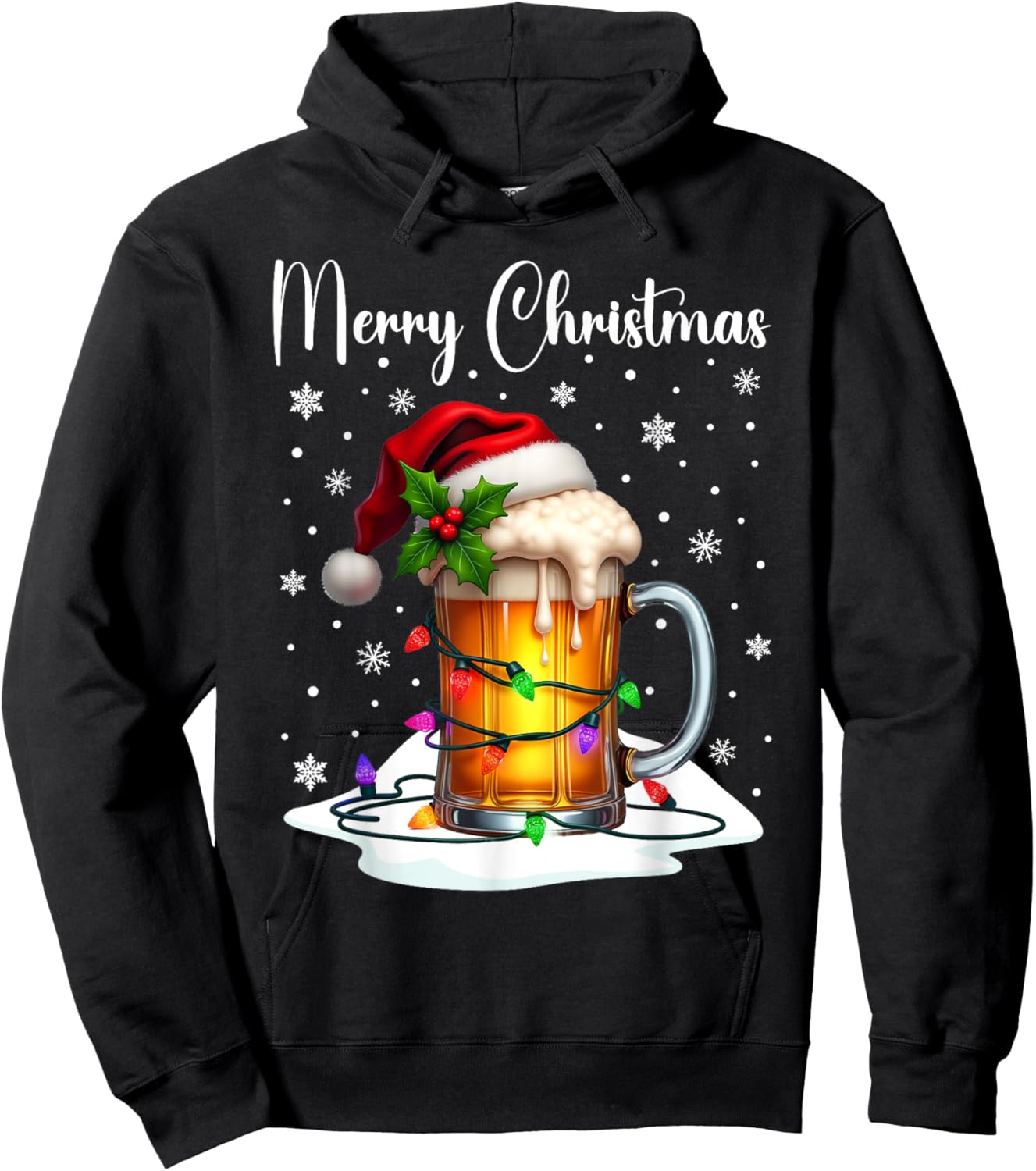 Christmas Pajamas Beer Mug Beer Glasses Beer Costume Santa Hoodie - Hoodie | Black