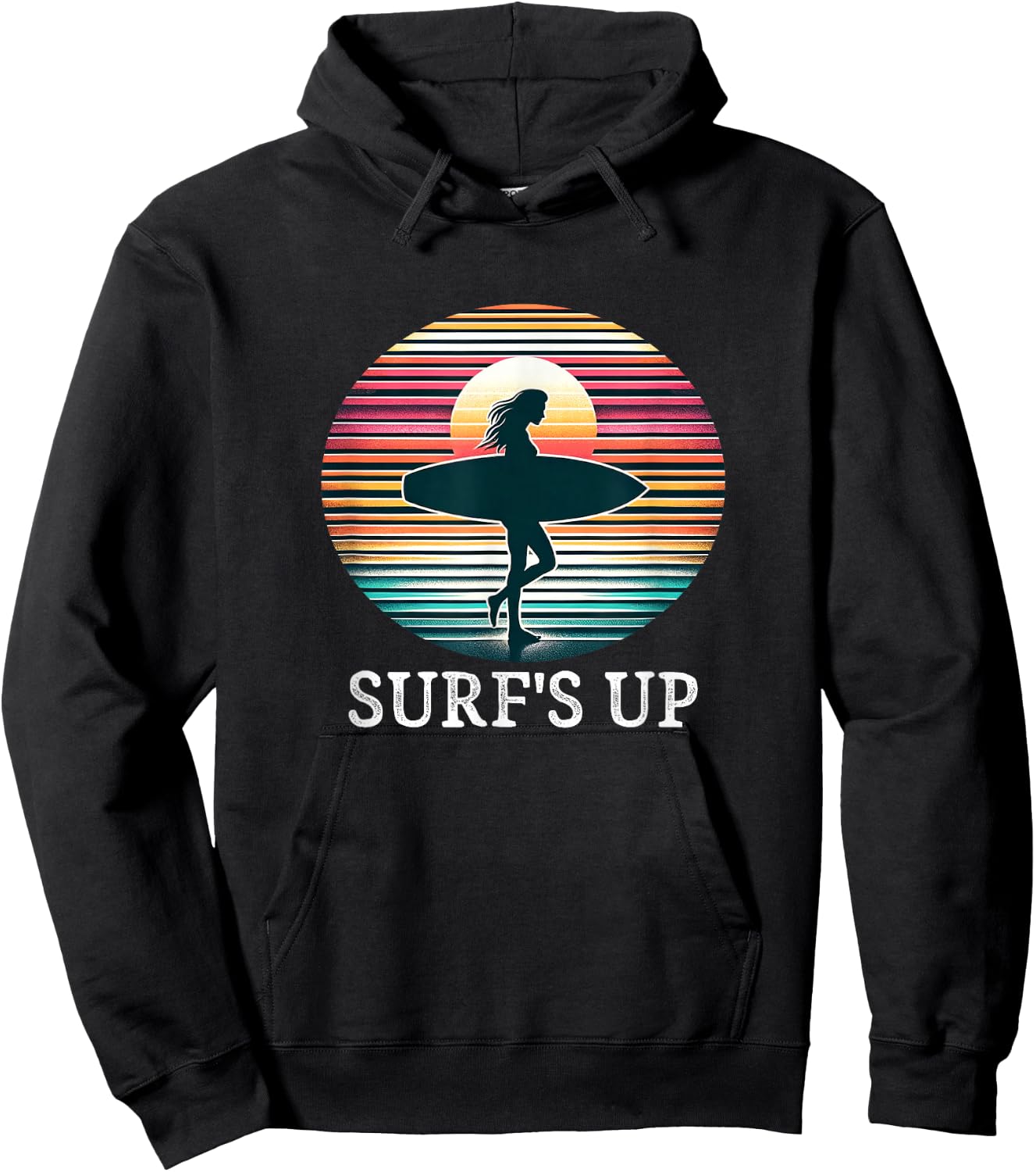 Surf's Up - Surfer Girl - Vintage Style Hoodie - Hoodie | Black