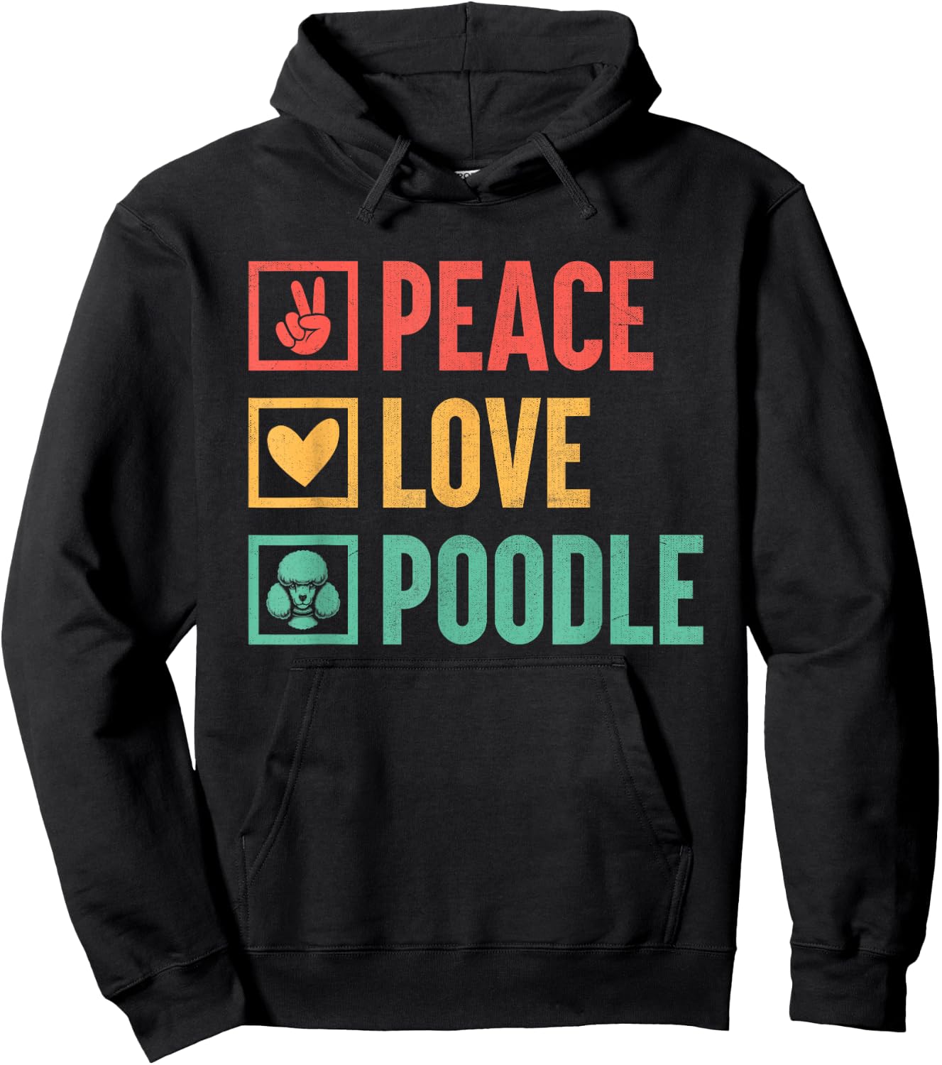 Peace Love Poodle Poodles Dog Owner Hoodie - Hoodie | Black