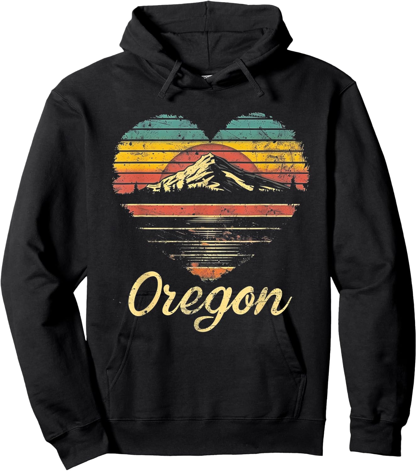 Oregon - Heart Vintage Love Women Kids Retro Graphic Cool Hoodie - Hoodie | Black