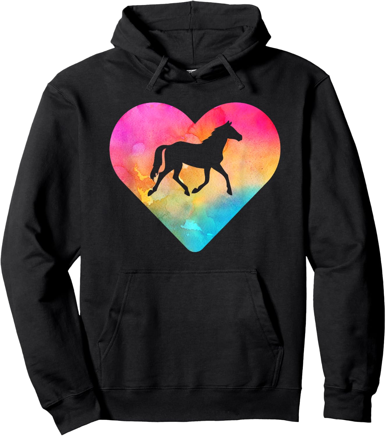 Women or Girls Horse Tie Dye Watercolor Hoodie - Hoodie | Black