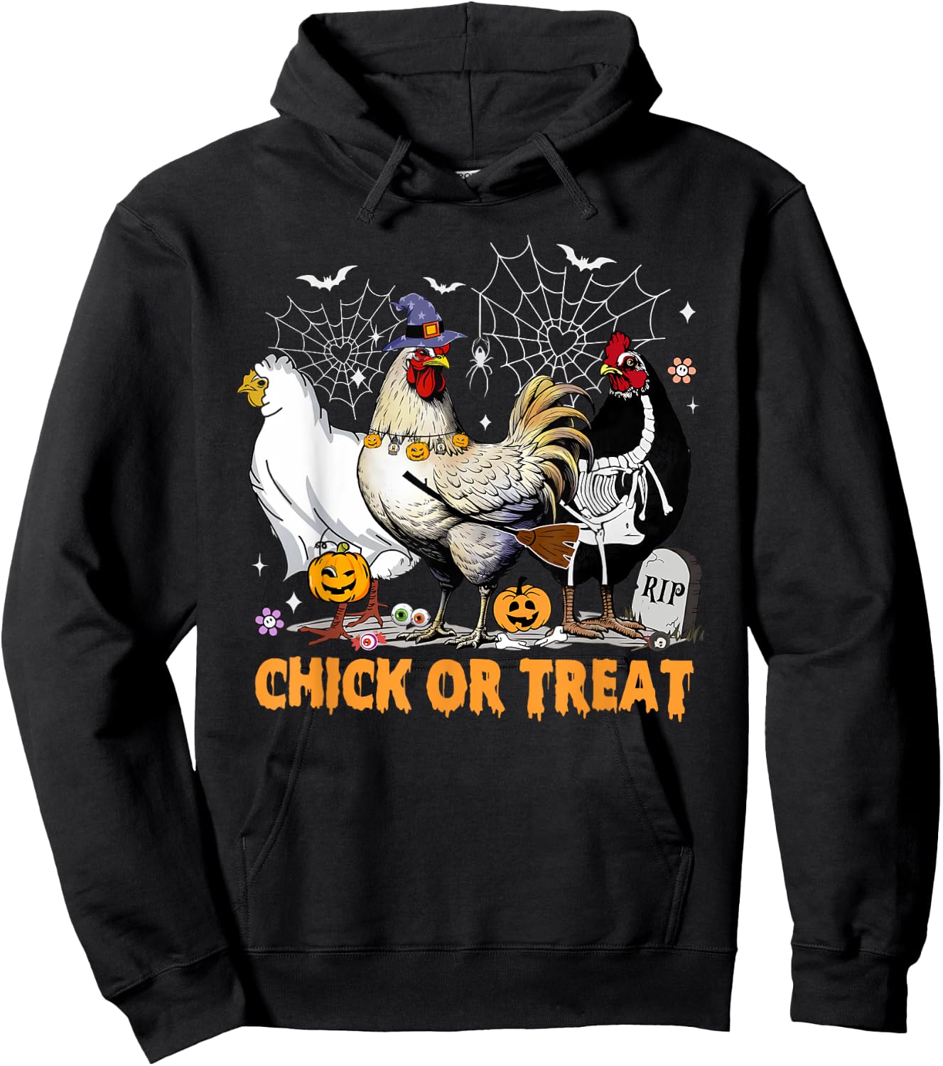 Halloween Chicken Pumpkin Chick Or Treat Spooky Season Hoodie - Hoodie | Black