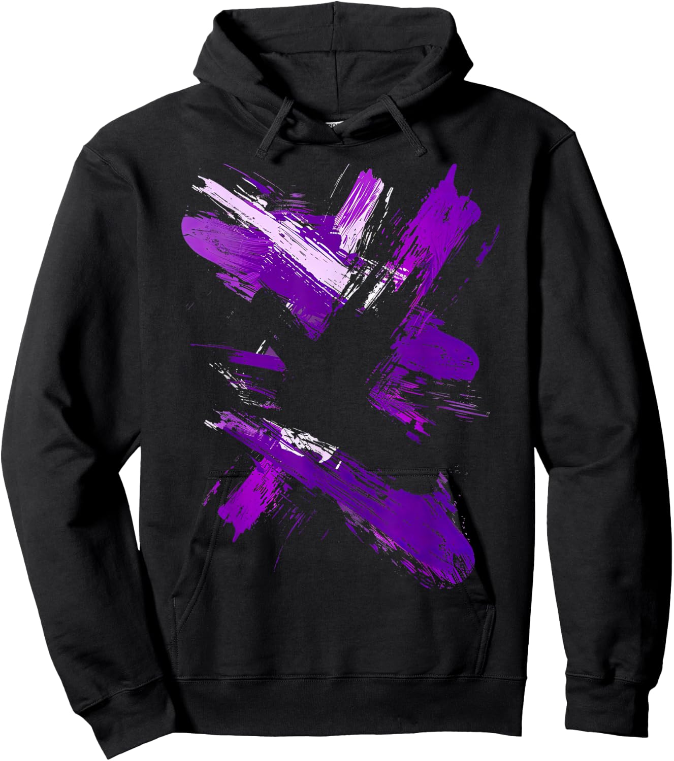 Purple And Black Brush Strokes Hoodie - Hoodie | Black