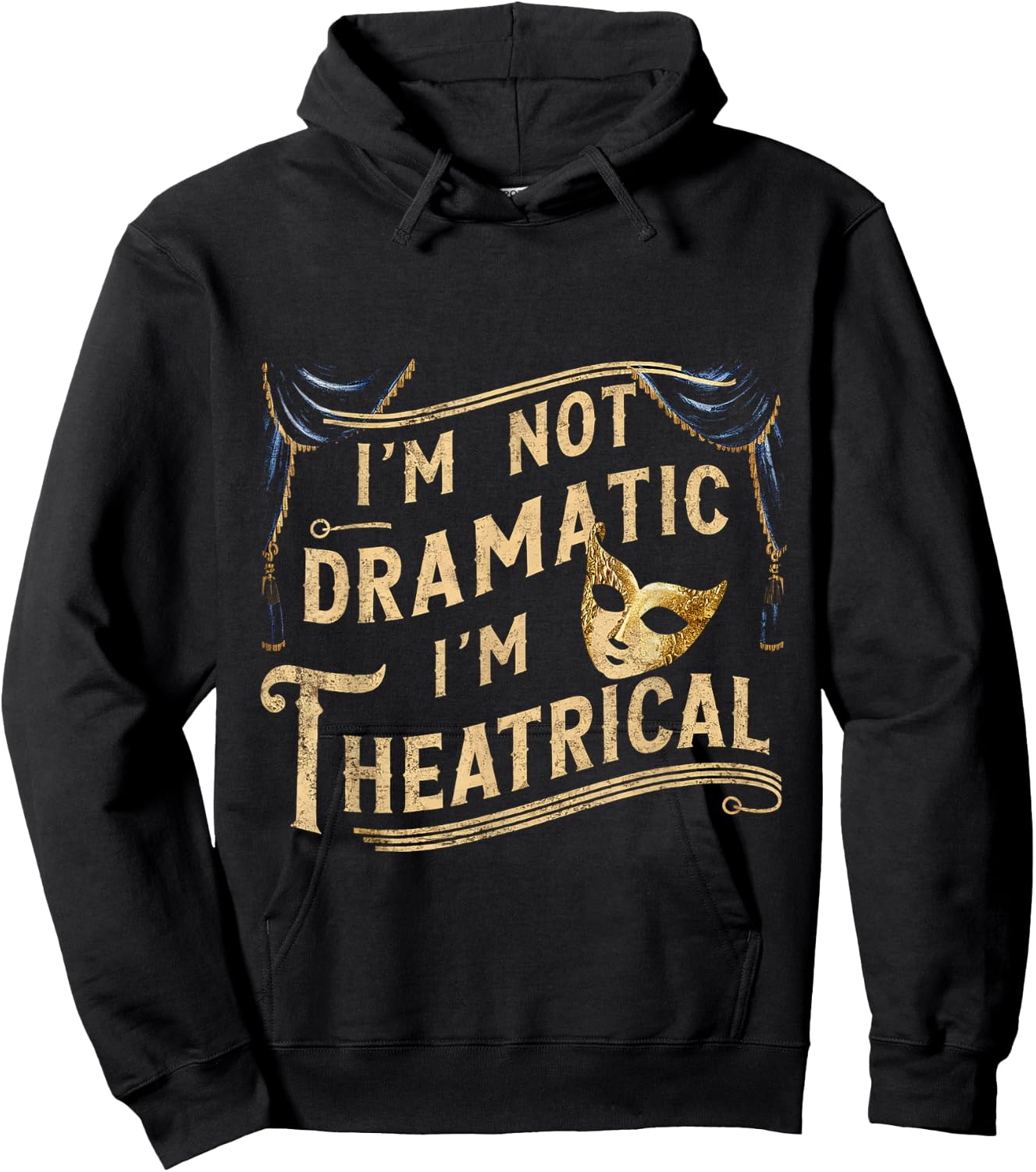 Theatre FH -Adult Black Modern Classic Dramatic - Small - Short Sleeve - Cotton Blend - Machine Wash Hoodie - Hoodie | Black