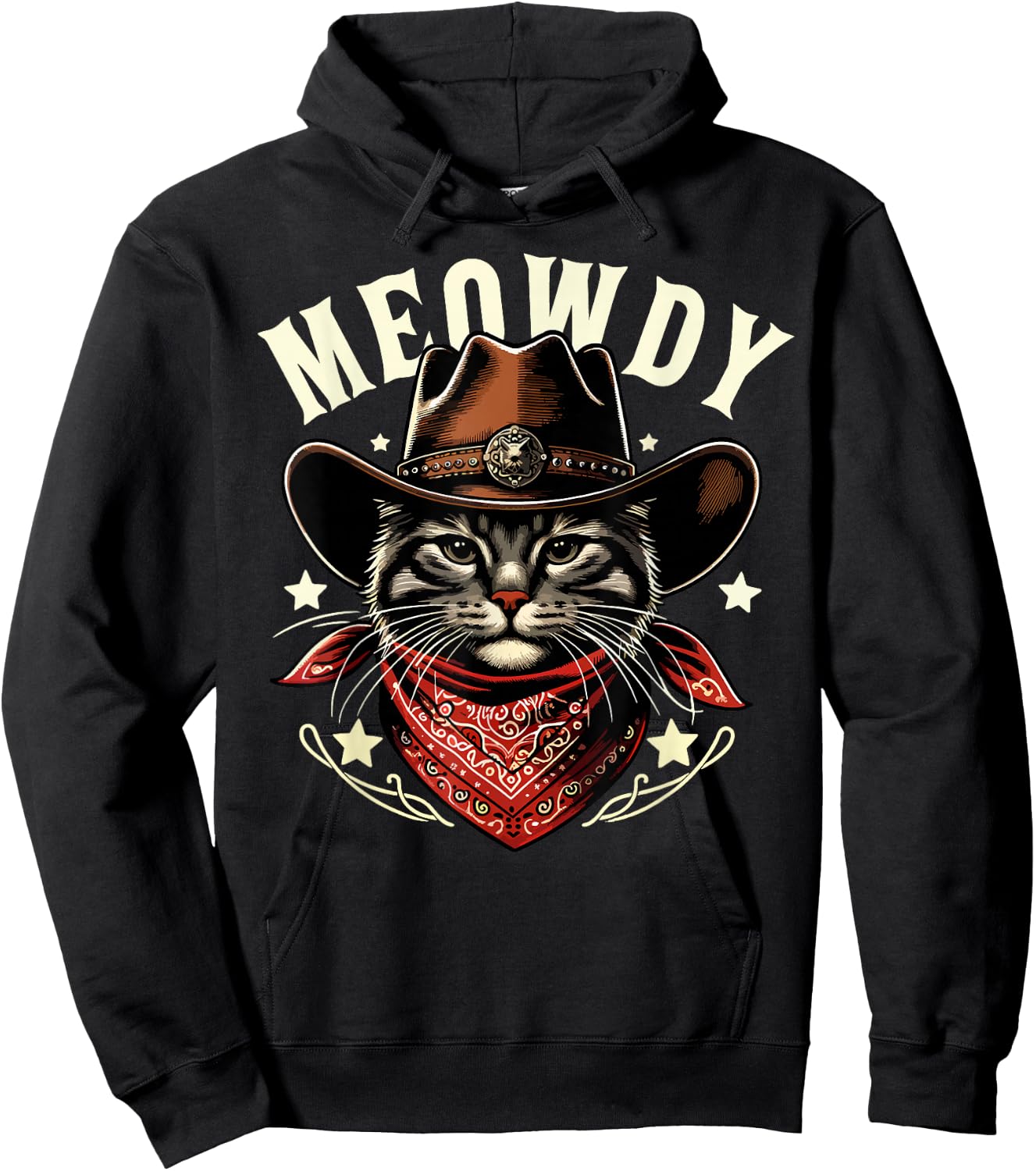 Cat Cowboy Funny Mashup Meowdy Western Country Music Cat Hoodie - Hoodie | Black