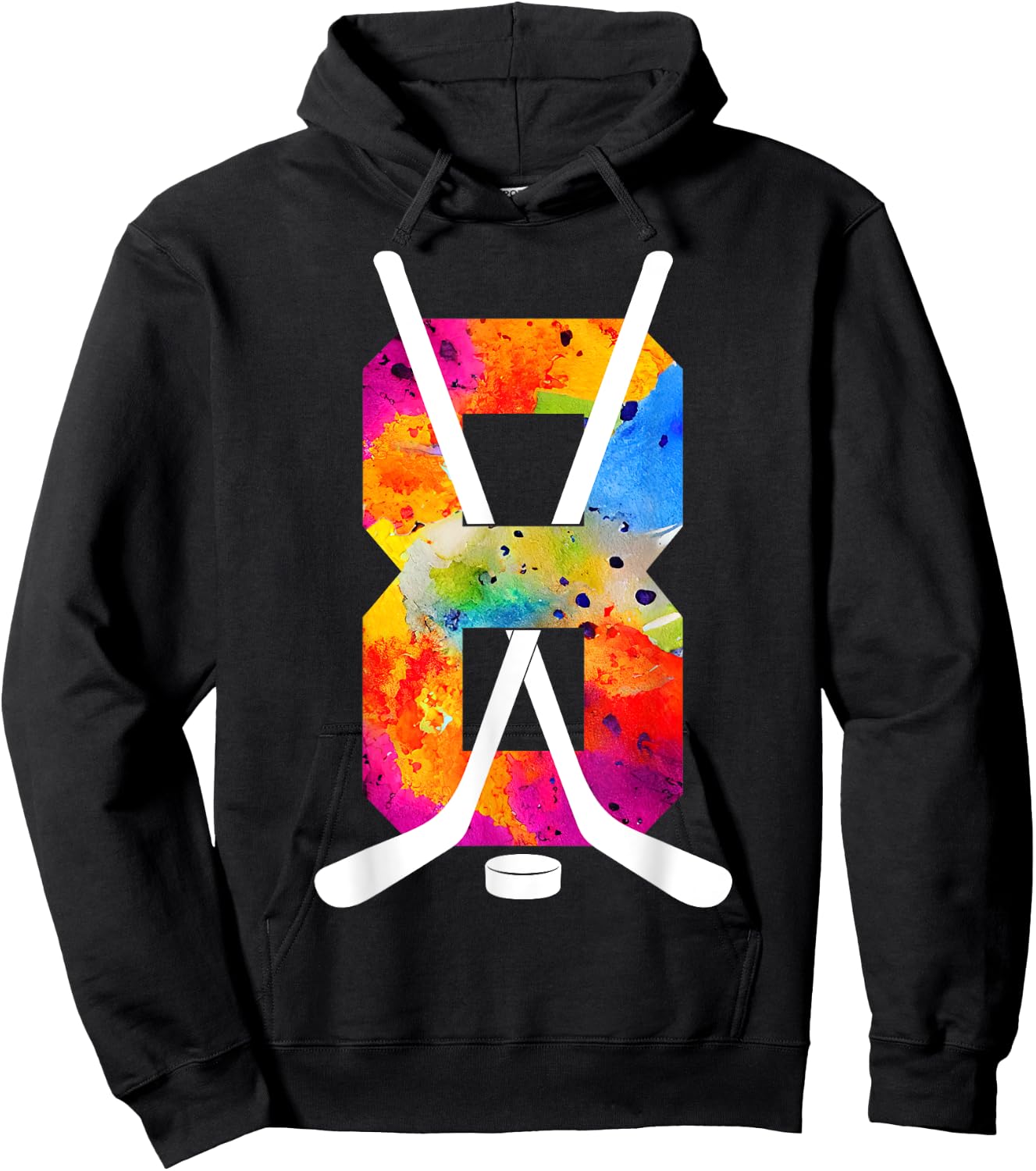 Number 8 Years Ice Hockey 8th Birthday Hoodie - Hoodie | Black