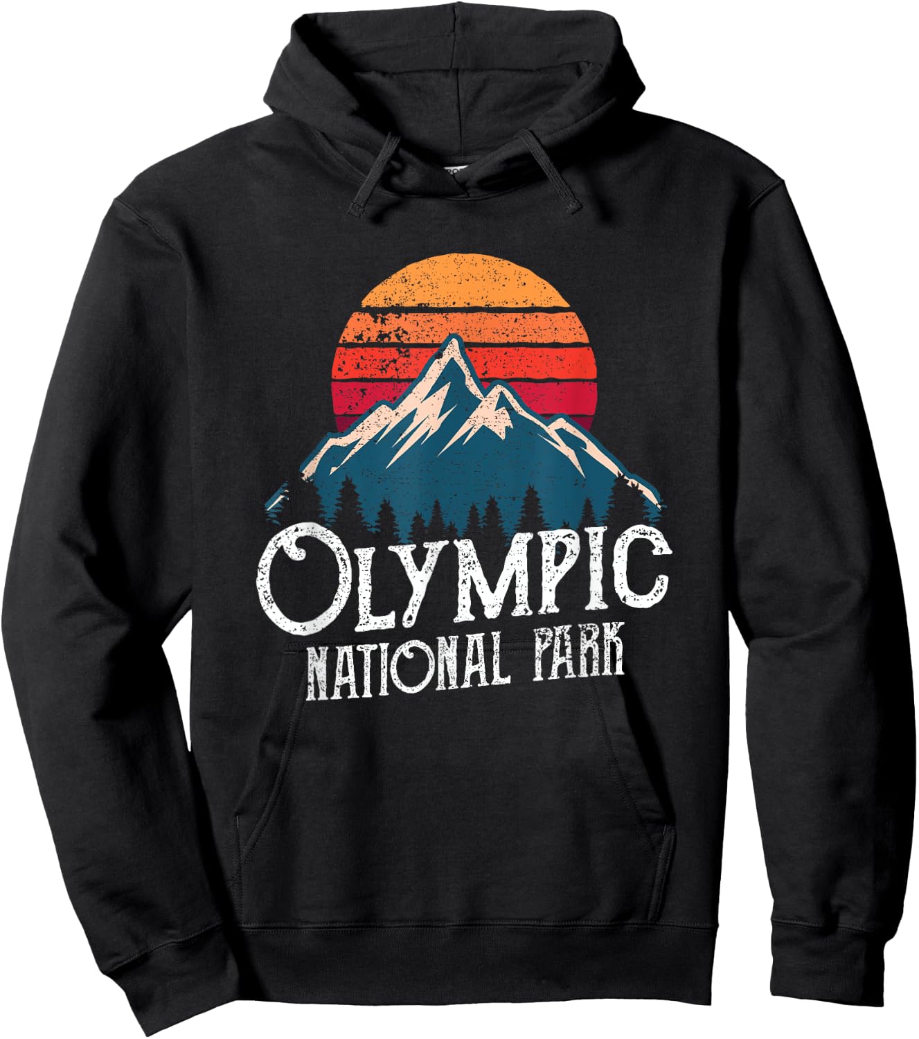 Olympic National Park Washington Mountains Retro Hoodie - Hoodie | Black