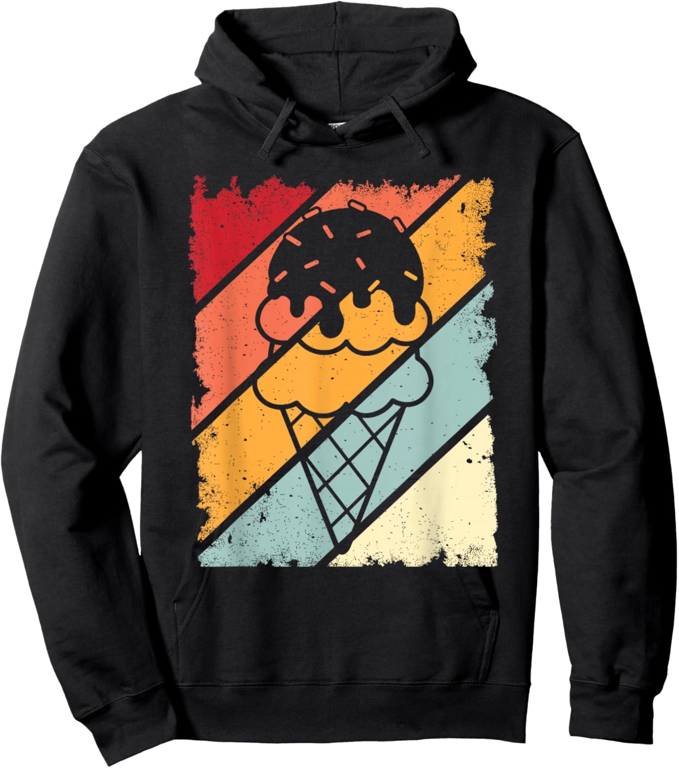 Funny Ice Cream with Sprinkles Women Kids Ice Cream Hoodie - Hoodie | Black