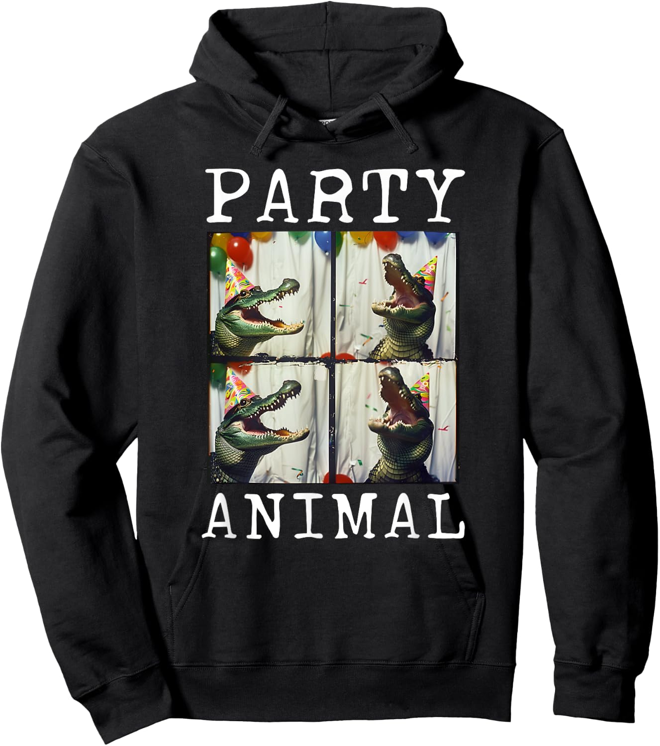 Alligator Face Colorful Animal Party Hat Funny Crocodile Hoodie - Hoodie | Black