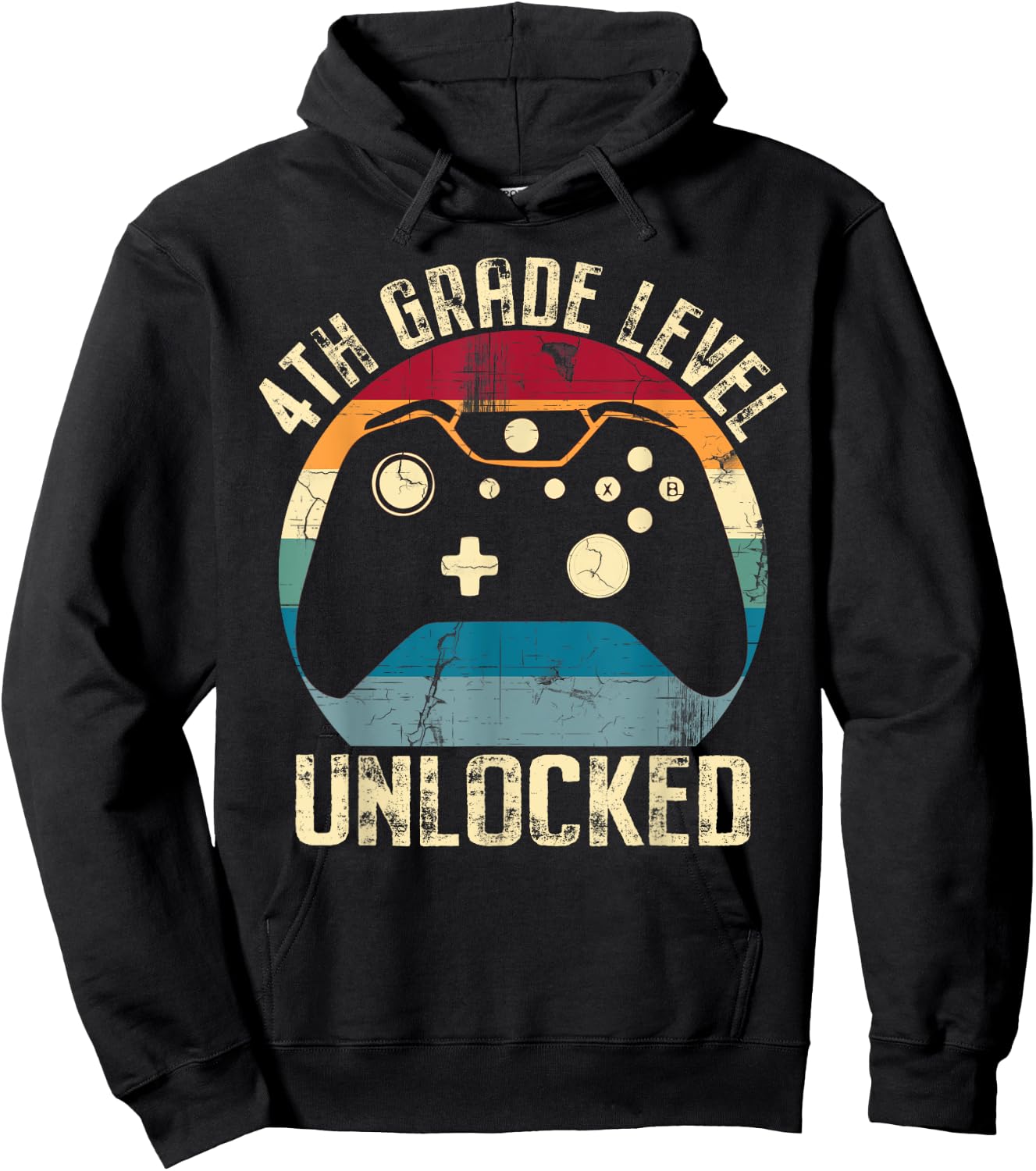 4th Grade Level Unlocked Back to School First Day Gamer Kid Hoodie - Hoodie | Black