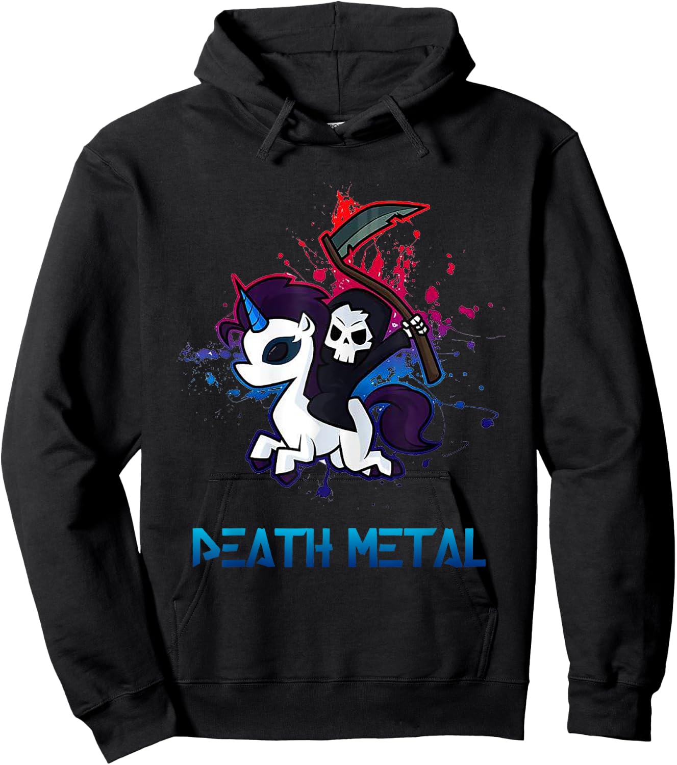Death Metal Death Riding Unicorn Hoodie - Hoodie | Black