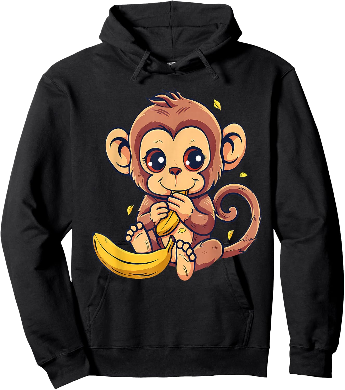 Banana Monkey Cute Monkey Wildlife Animal Art Drawing Hoodie - Hoodie | Black