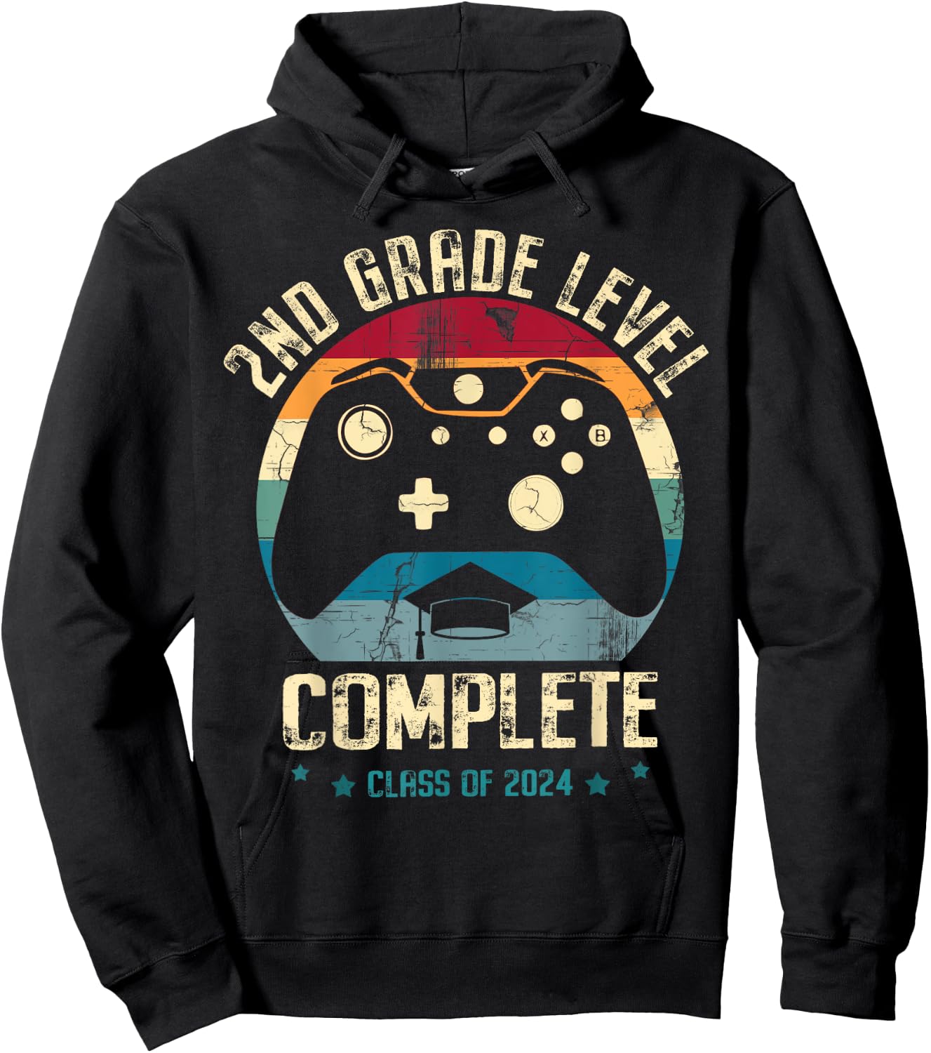 2nd Grade Level Complete Gamer Class Of 2024 Graduation Boy Hoodie - Hoodie | Black