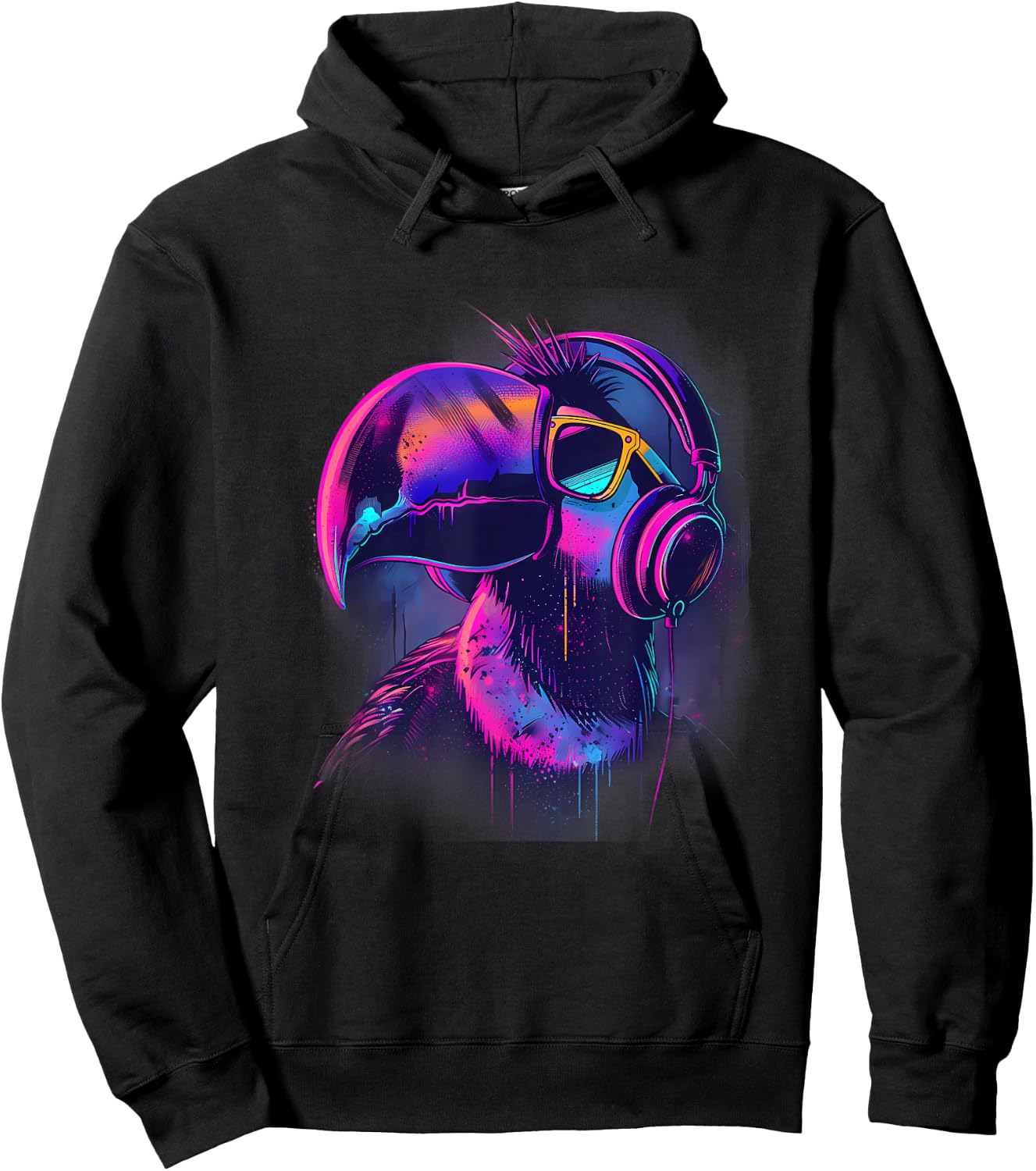 Toucan Music DJ Music Headphones Dance Club Beatmaker Techno Hoodie - Hoodie | Black