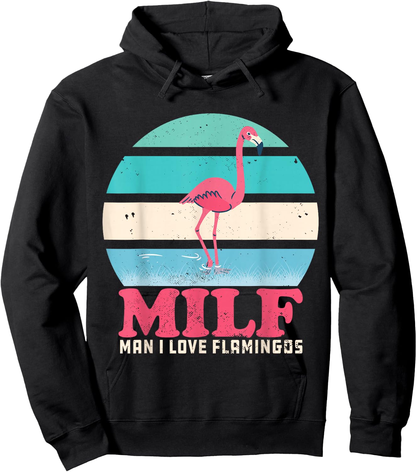 I Love Flamingos Vintage Hoodie - Hoodie | Black