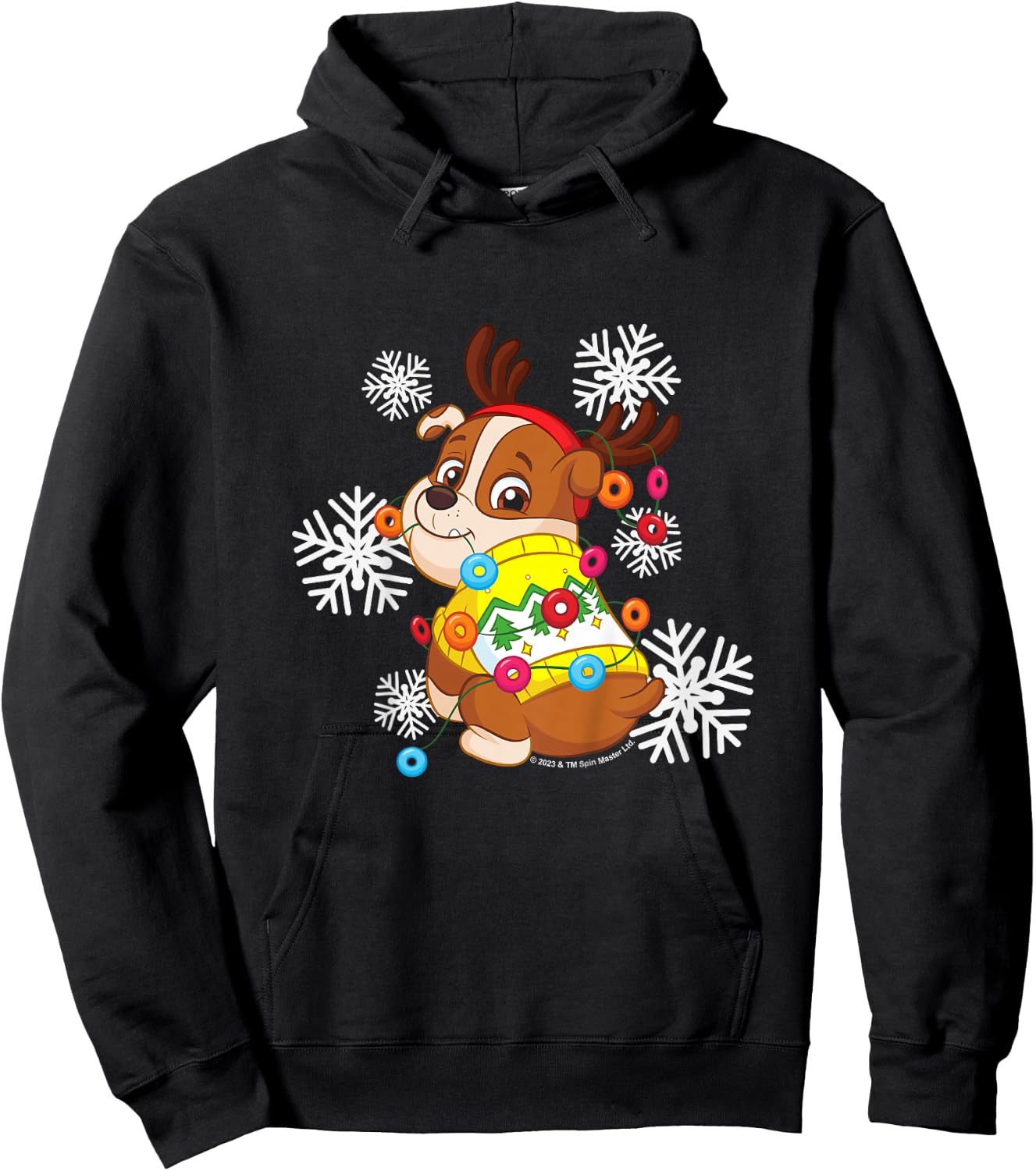 PAW Patrol Christmas Rubble Dressed As Reindeer Cute Hoodie - Hoodie | Black