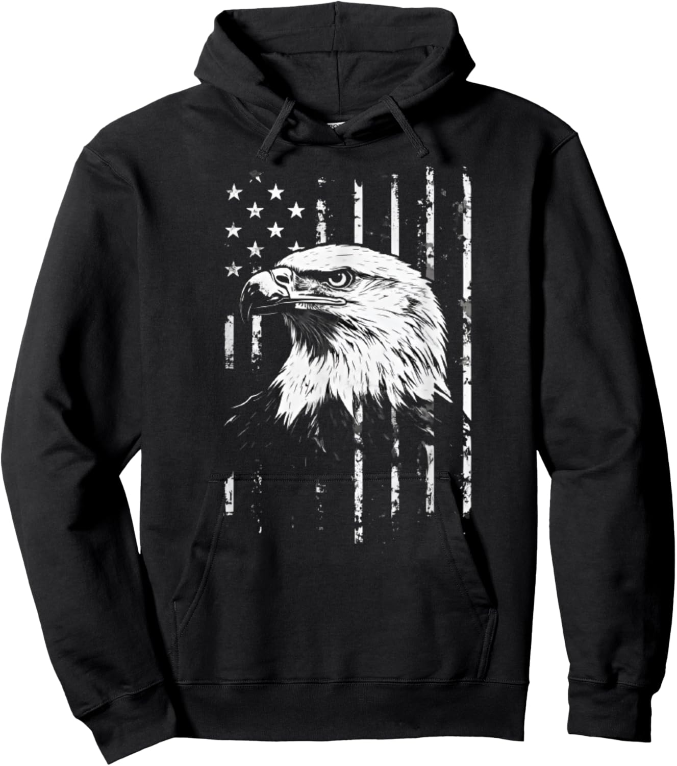 Patriotic American Eagle Men Women 4th of July USA Flag Hoodie - Hoodie | Black