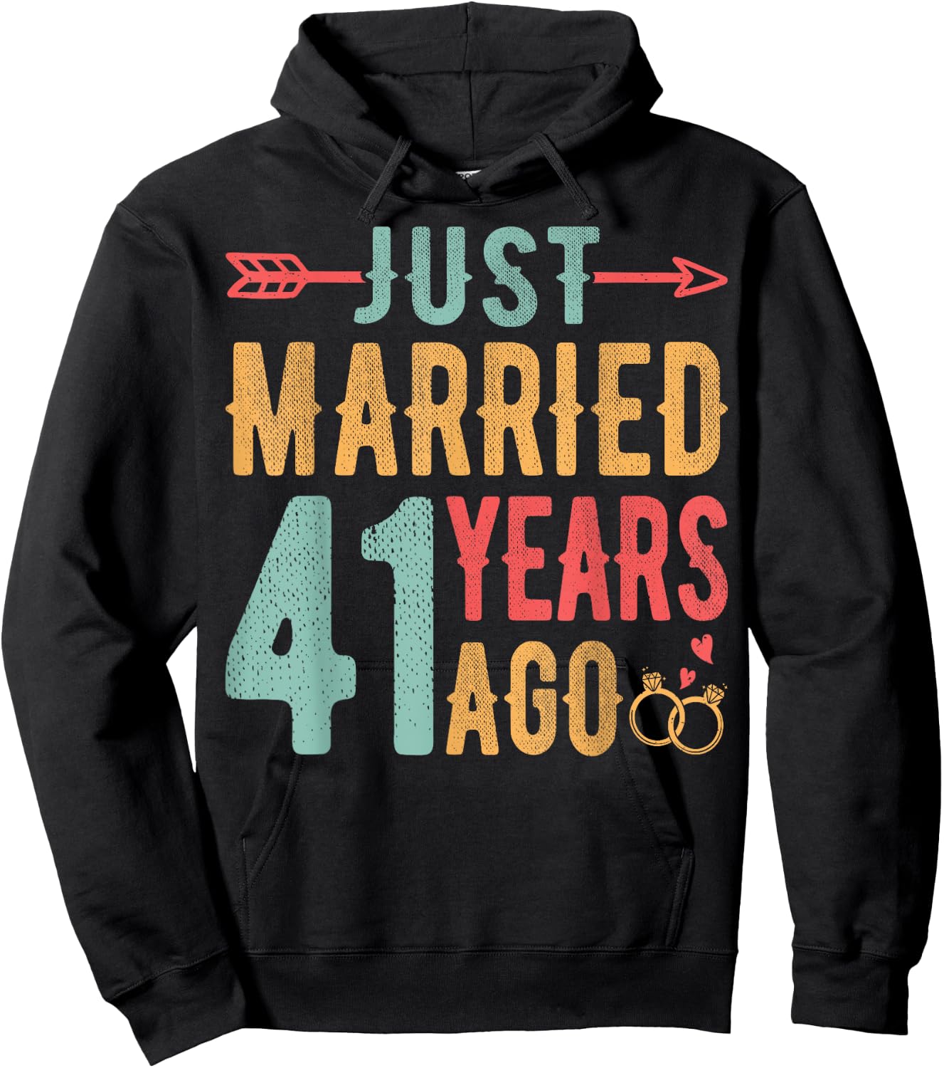 Just Married 41 Years Ago - 41th Wedding Anniversary Couple Hoodie - Hoodie | Black