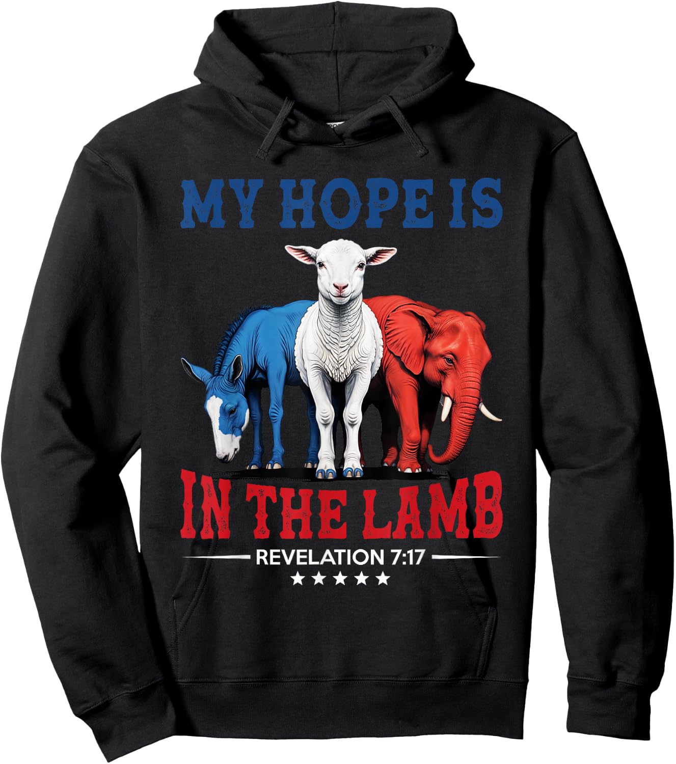 My Hope is in the Lamb Elephant Donkey USA Funny Scripture Hoodie - Hoodie | Black