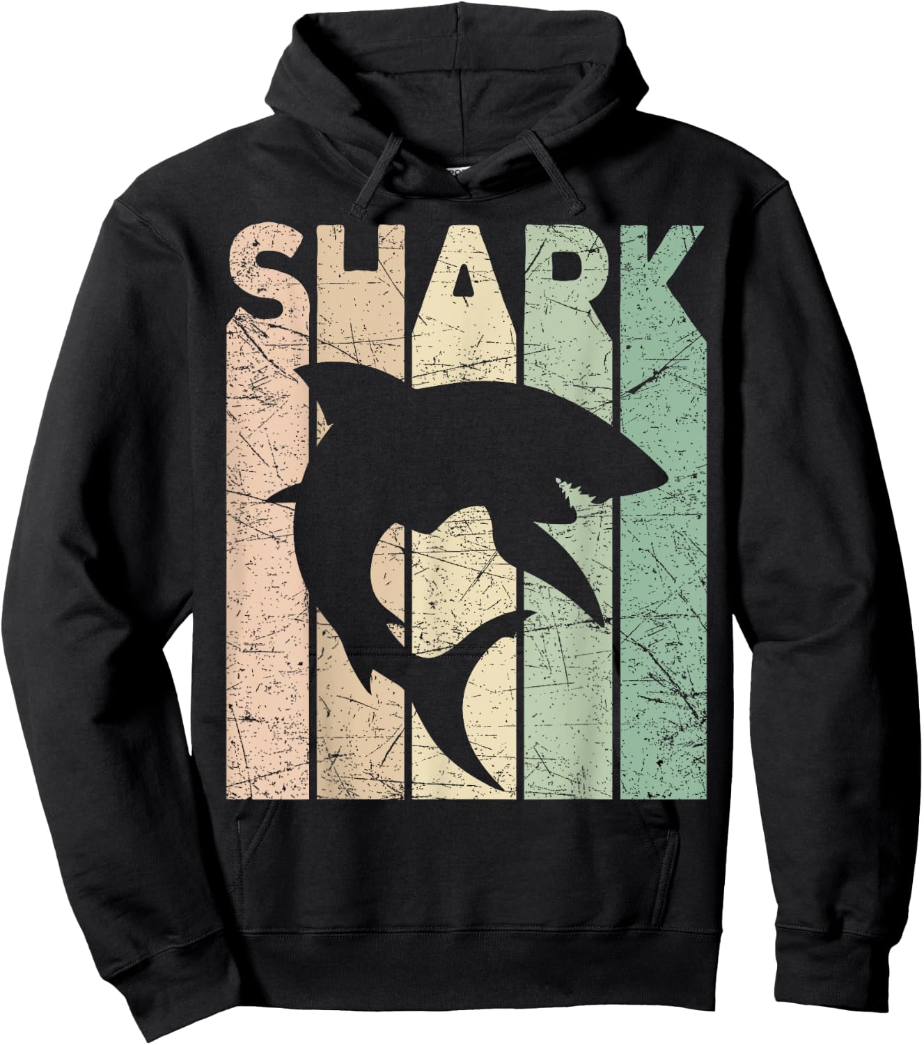 Shark Vintage Marine Animal Shark Lover Retro Oceanography Hoodie - Hoodie | Black