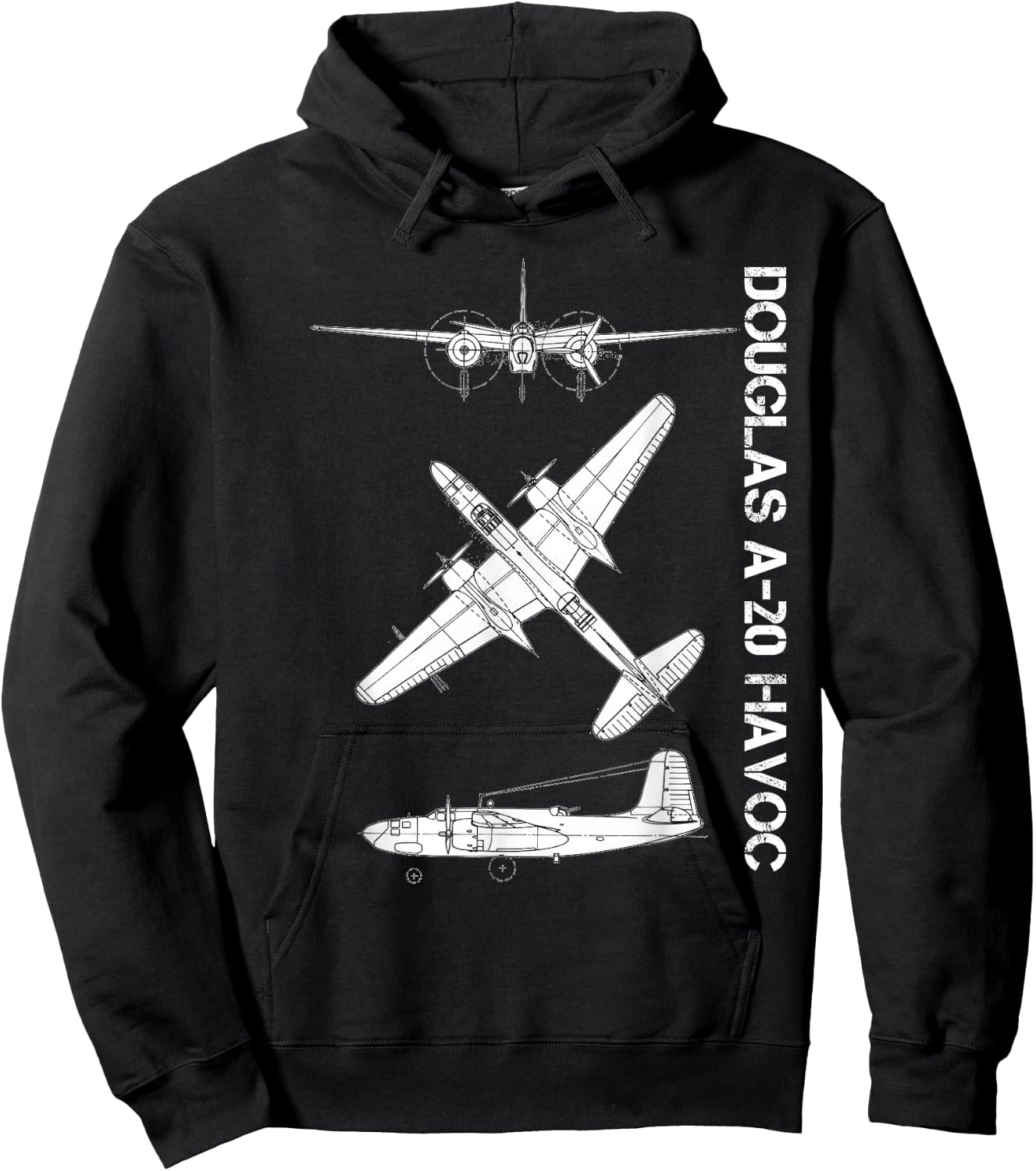Douglas A-20 Havoc Bomber Airplane WW2 Aircraft Hoodie - Hoodie | Black