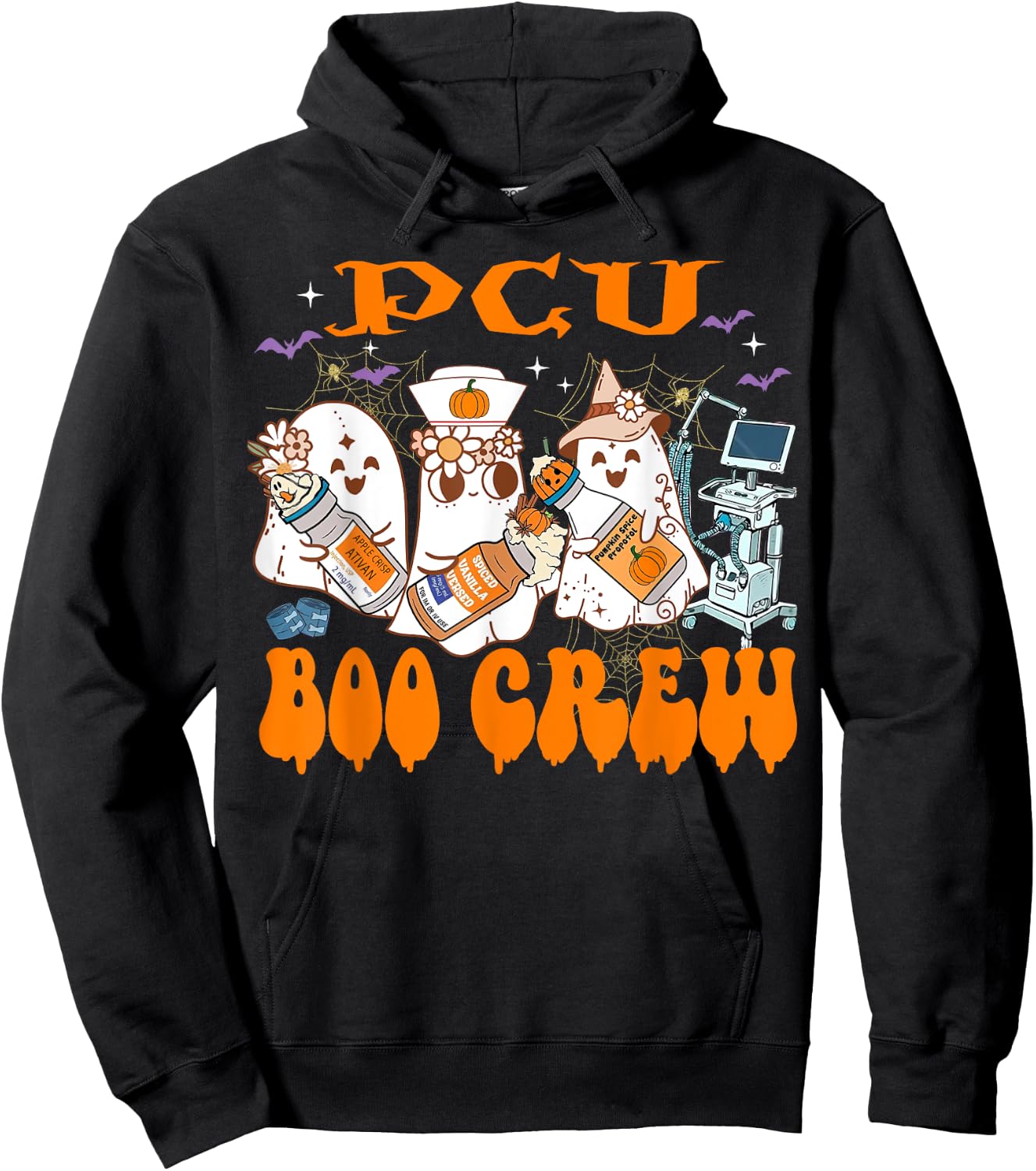 PCU Nurse Halloween Anesthetist Boo Crew Squad Hoodie - Hoodie | Black