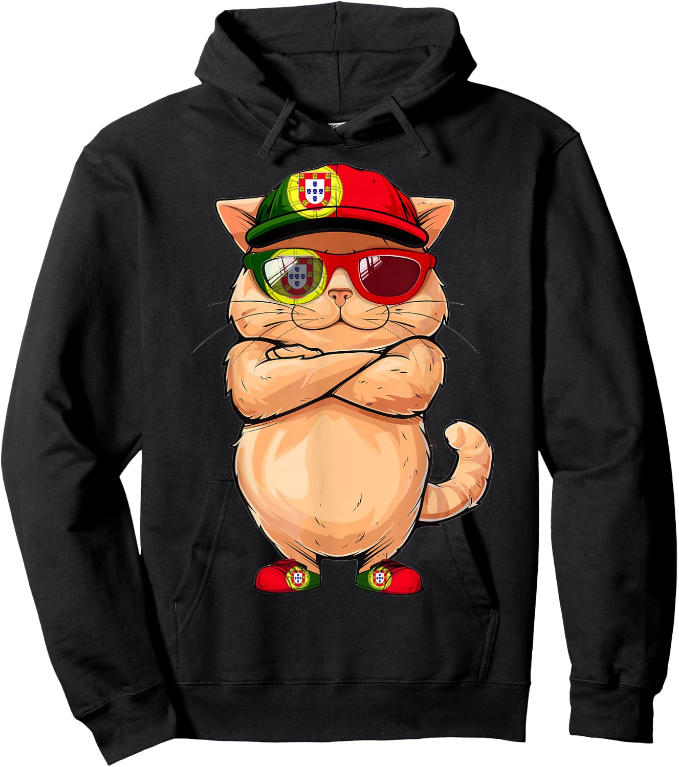 Portuguese Flag Cat Mom Souvenirs Products Kitten Portugal Men Women Kids Hoodie - Hoodie | Black