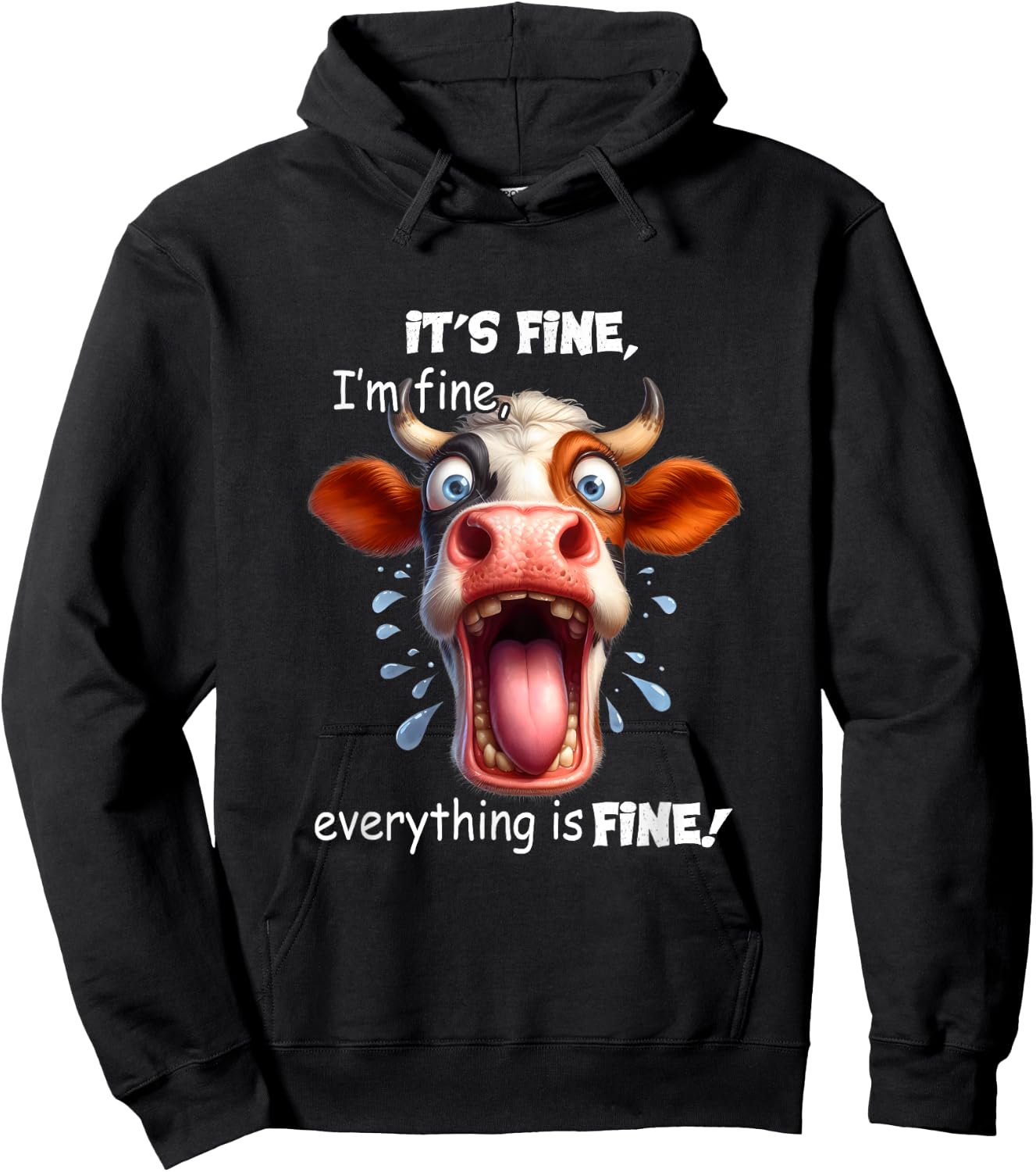 Funny Cow It's Fine I'm Fine Everything Is Fine Hoodie - Hoodie | Black