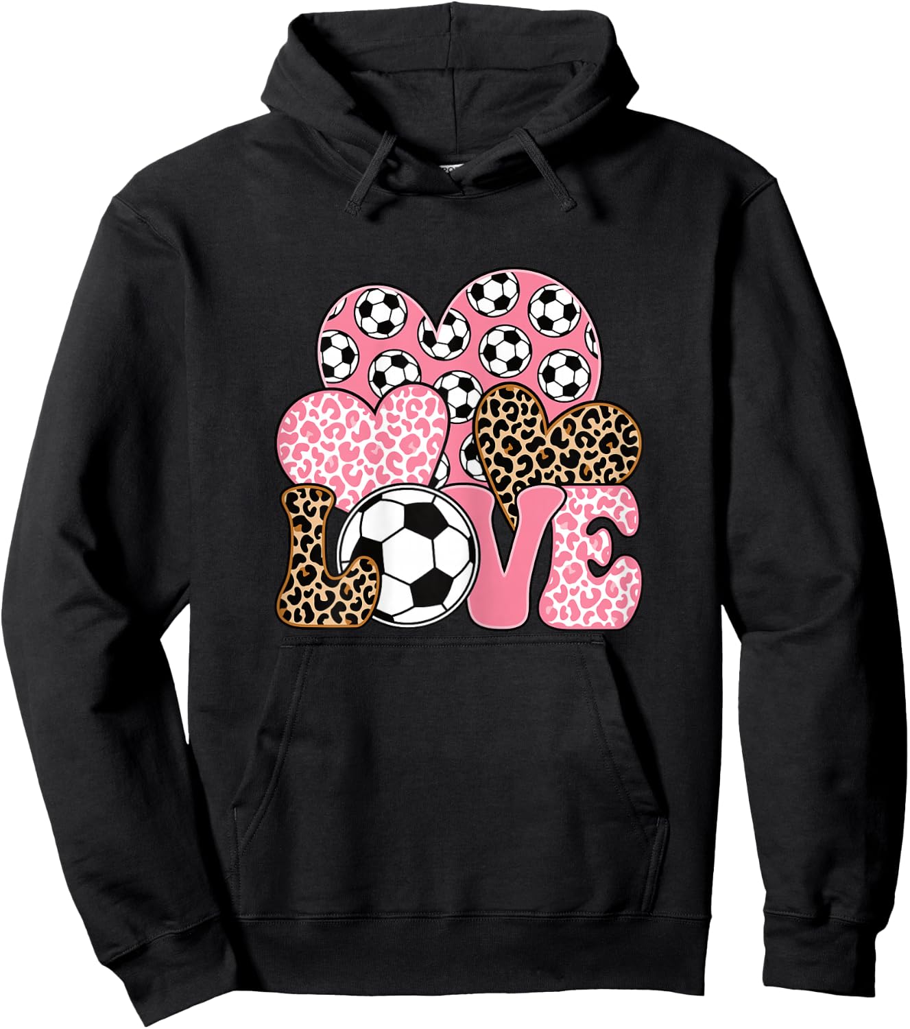 Love Soccer Cute Soccer Lover Women Girls Hoodie - Hoodie | Black