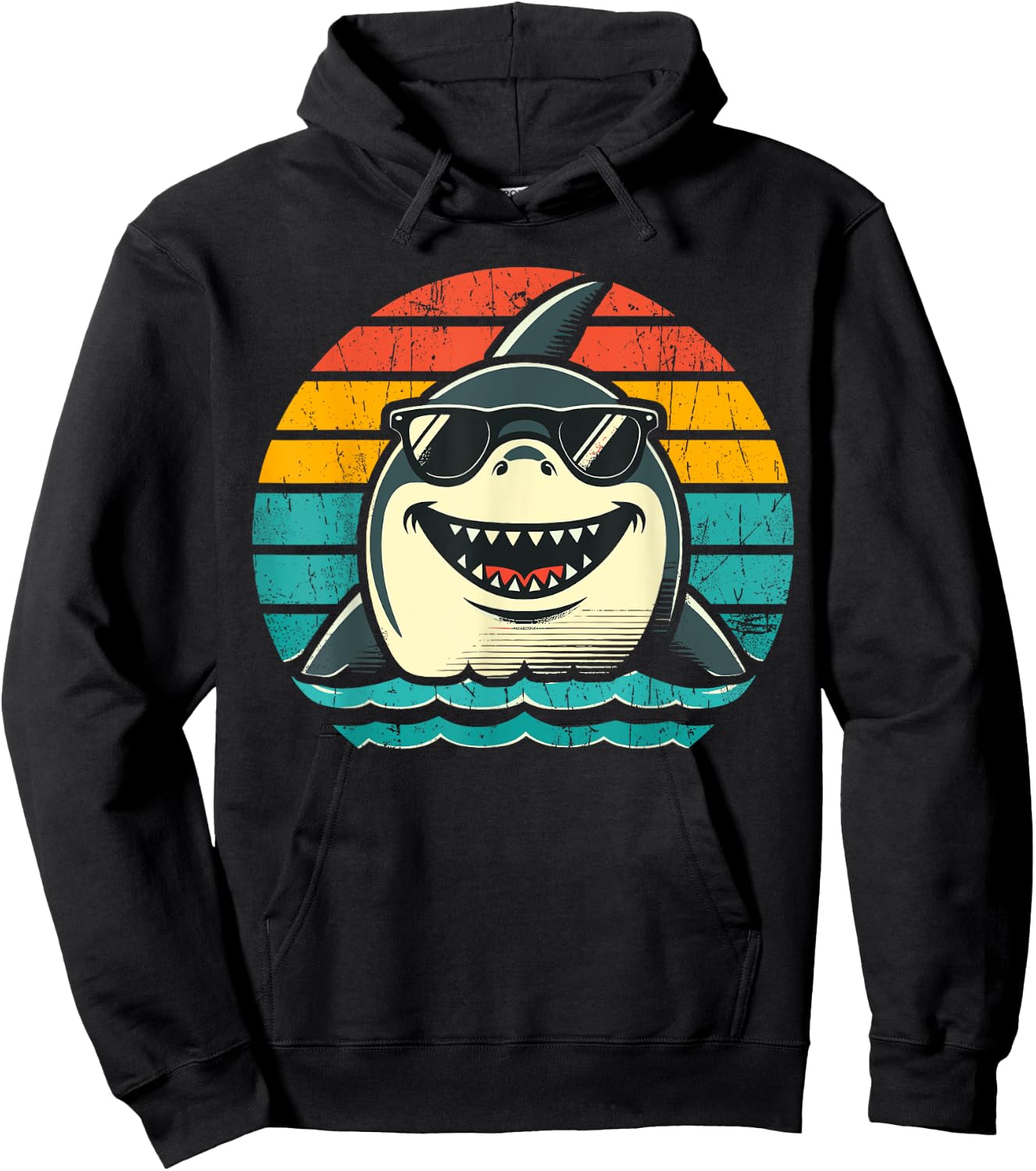 Shark with Sunglasses Animal Shark Hoodie - Hoodie | Black