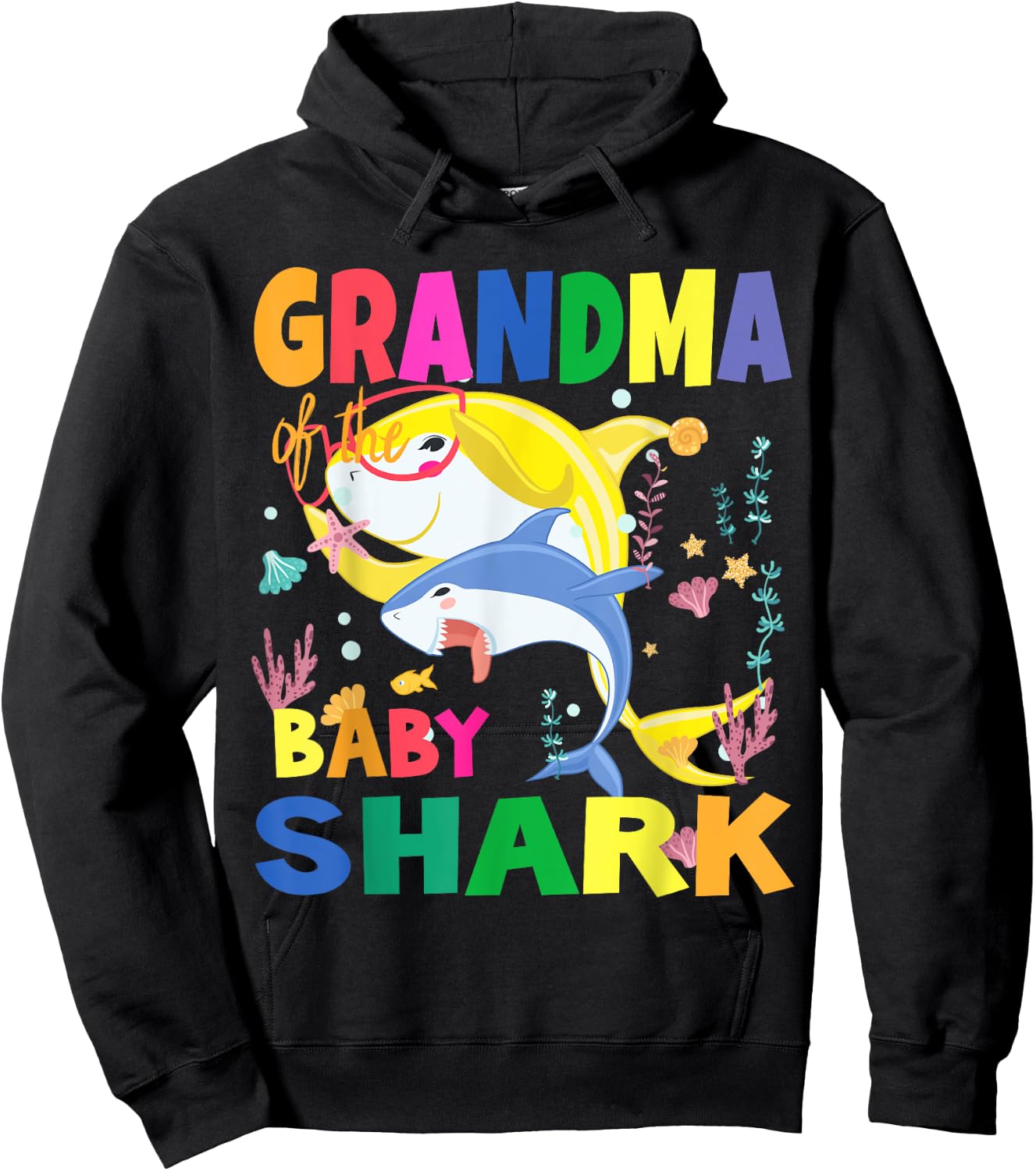 Birthday Shark Grandma of Birthday Shark birthday matching Hoodie - Hoodie | Black