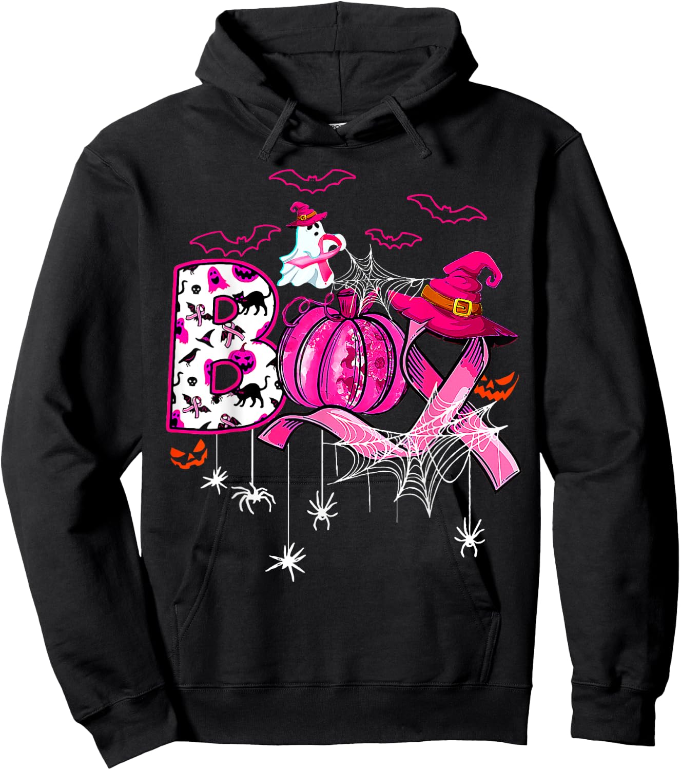 Boo Breast Cancer Is Boo Sheet Pink Ribbon Ghost Halloween Hoodie - Hoodie | Black