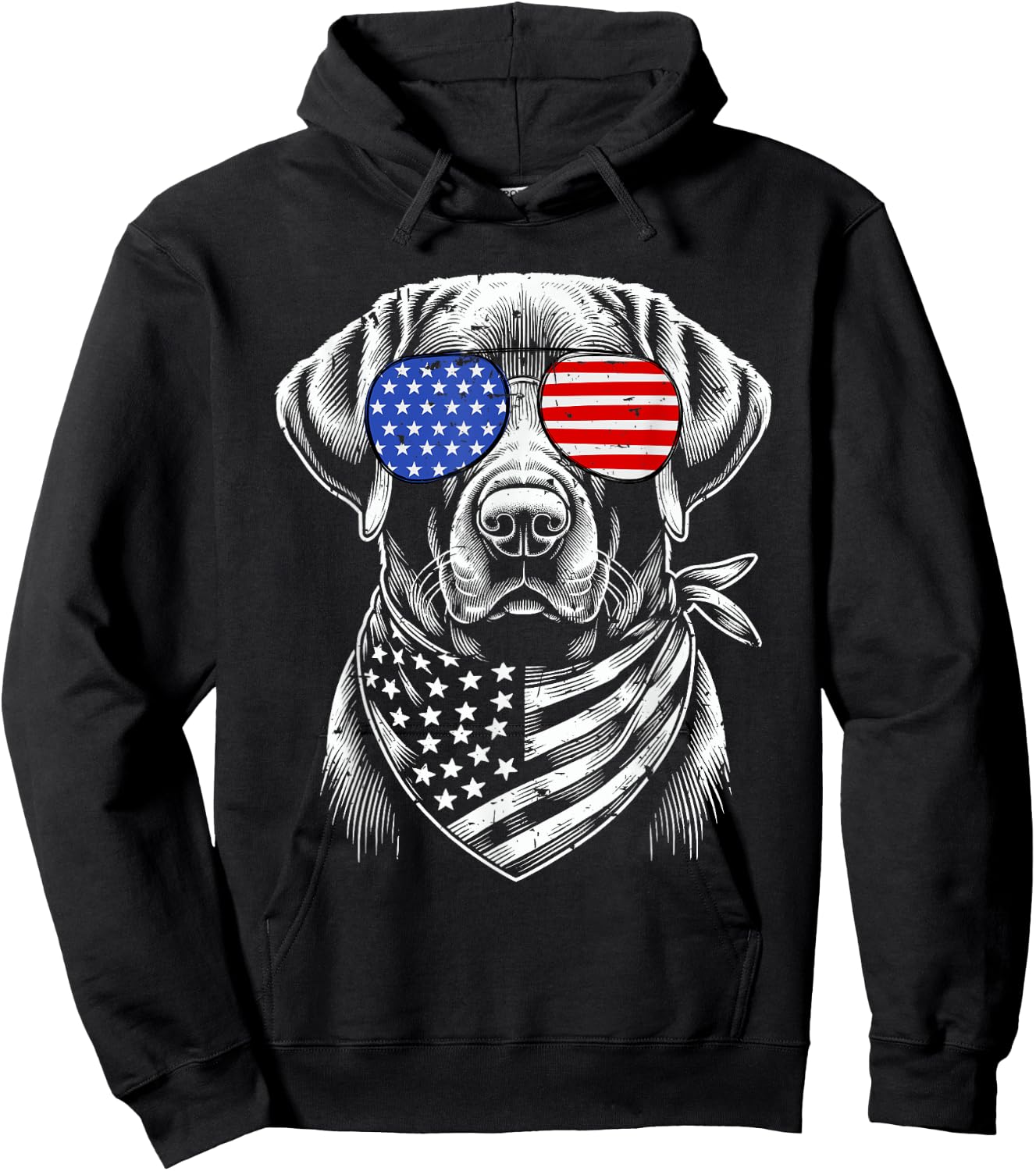 Labrador Retriever Patriotic 4th of July American US Flag Kids Men Hoodie - Hoodie | Black