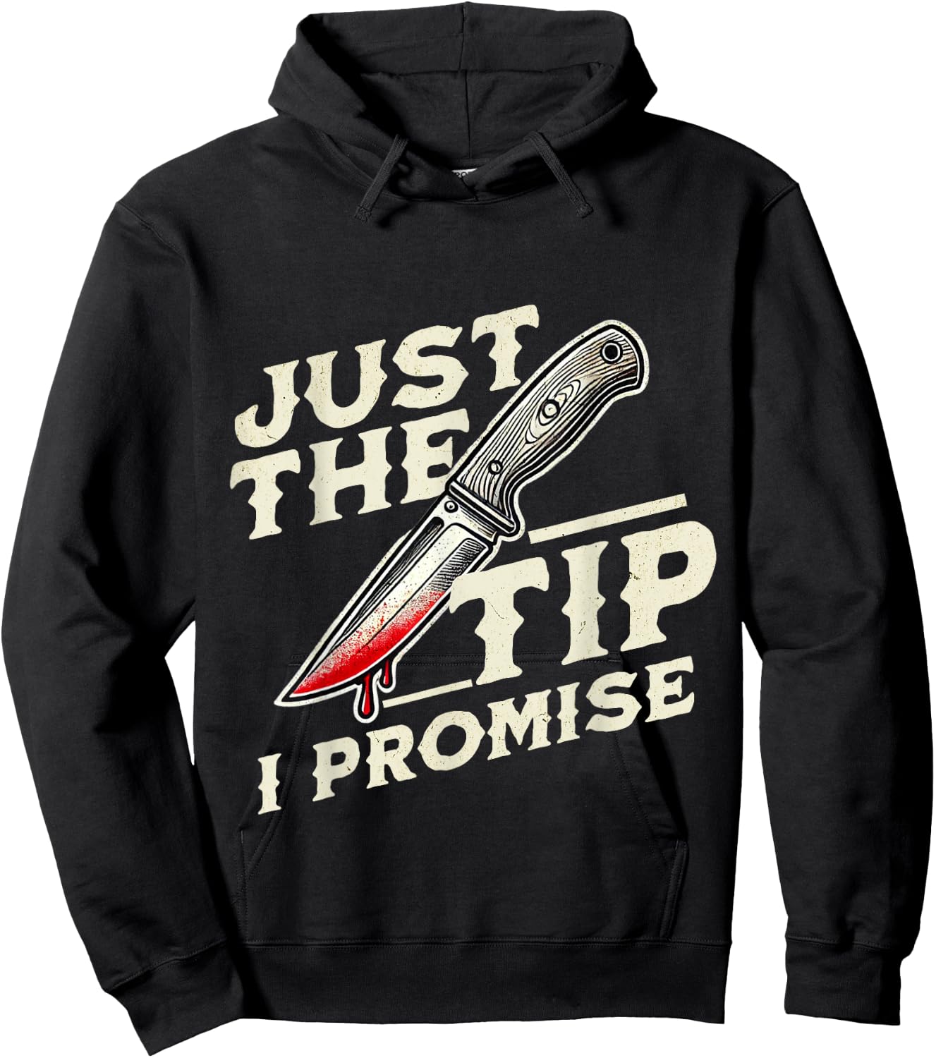 Just The Tip, I Promise Horror Movie Lover Funny Halloween Hoodie - Hoodie | Black