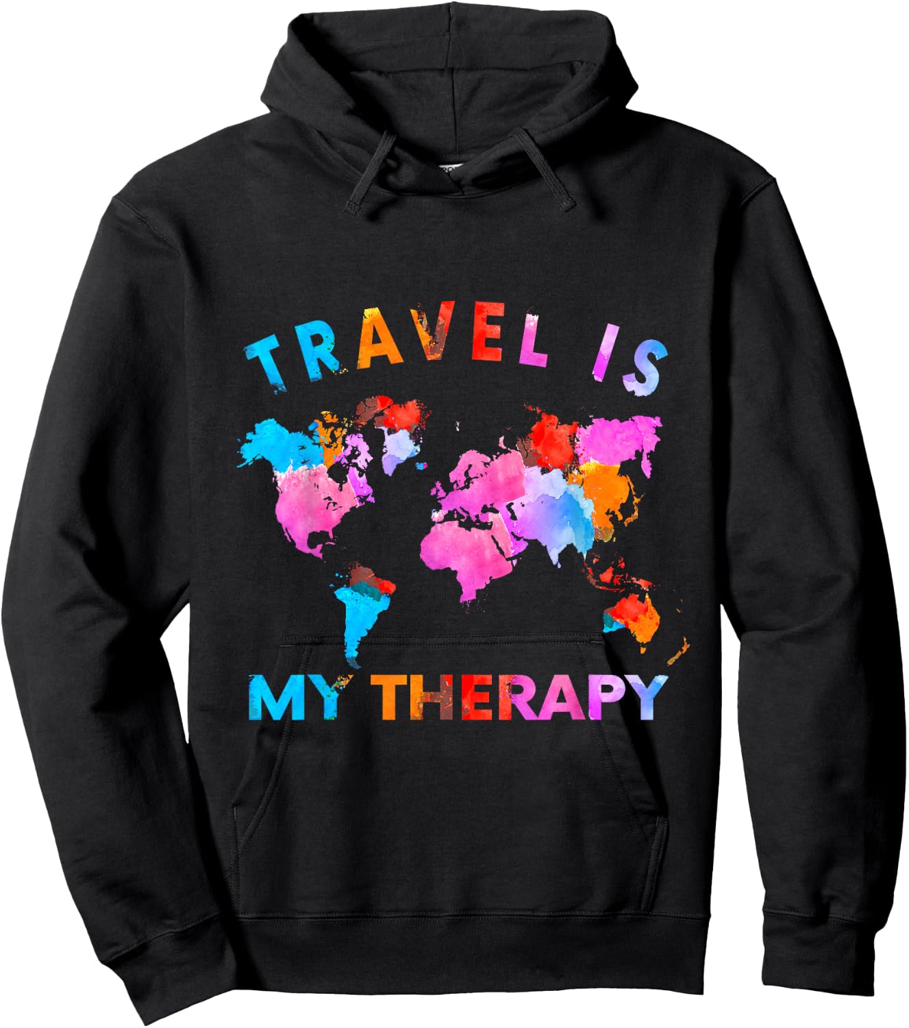 Traveler Camping Trip World Statement Travel Is My Therapy Hoodie - Hoodie | Black