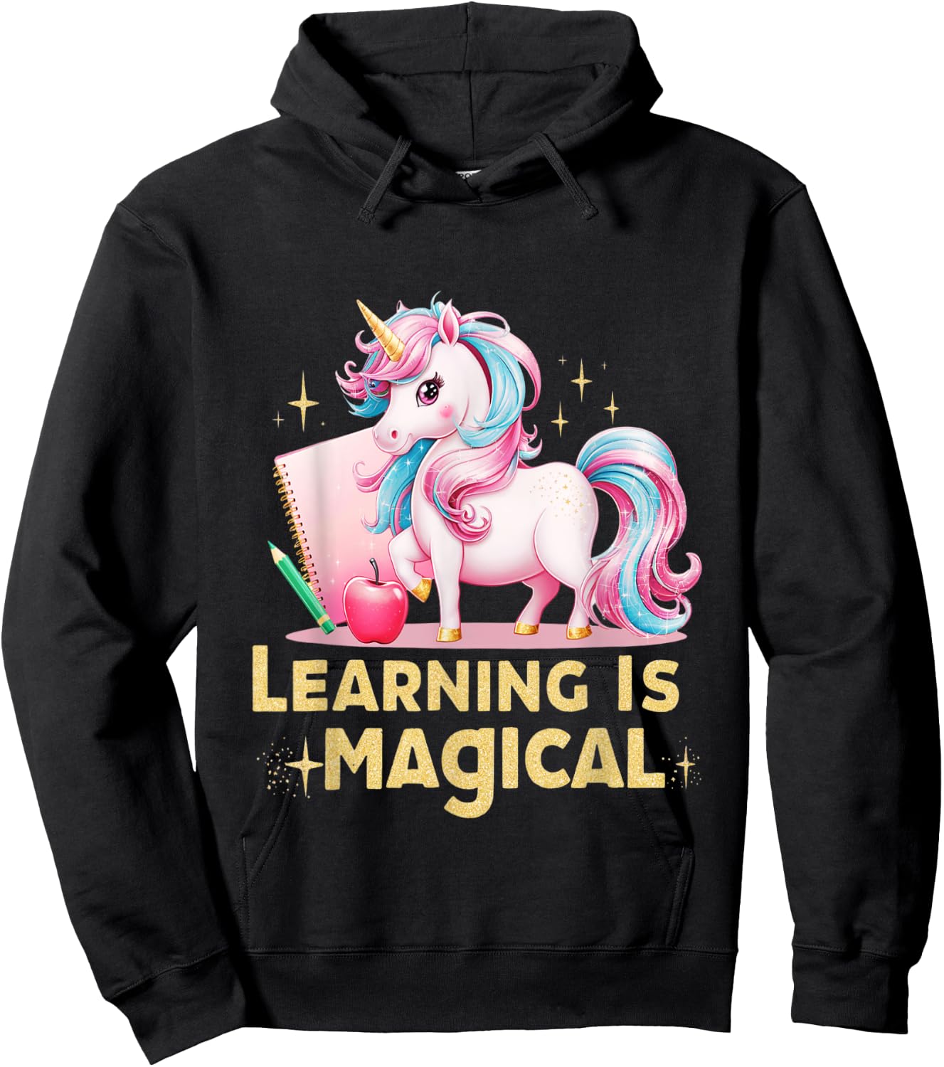 Learning is Magical Teacher Unicorn Back to School Unicorn Hoodie - Hoodie | Black