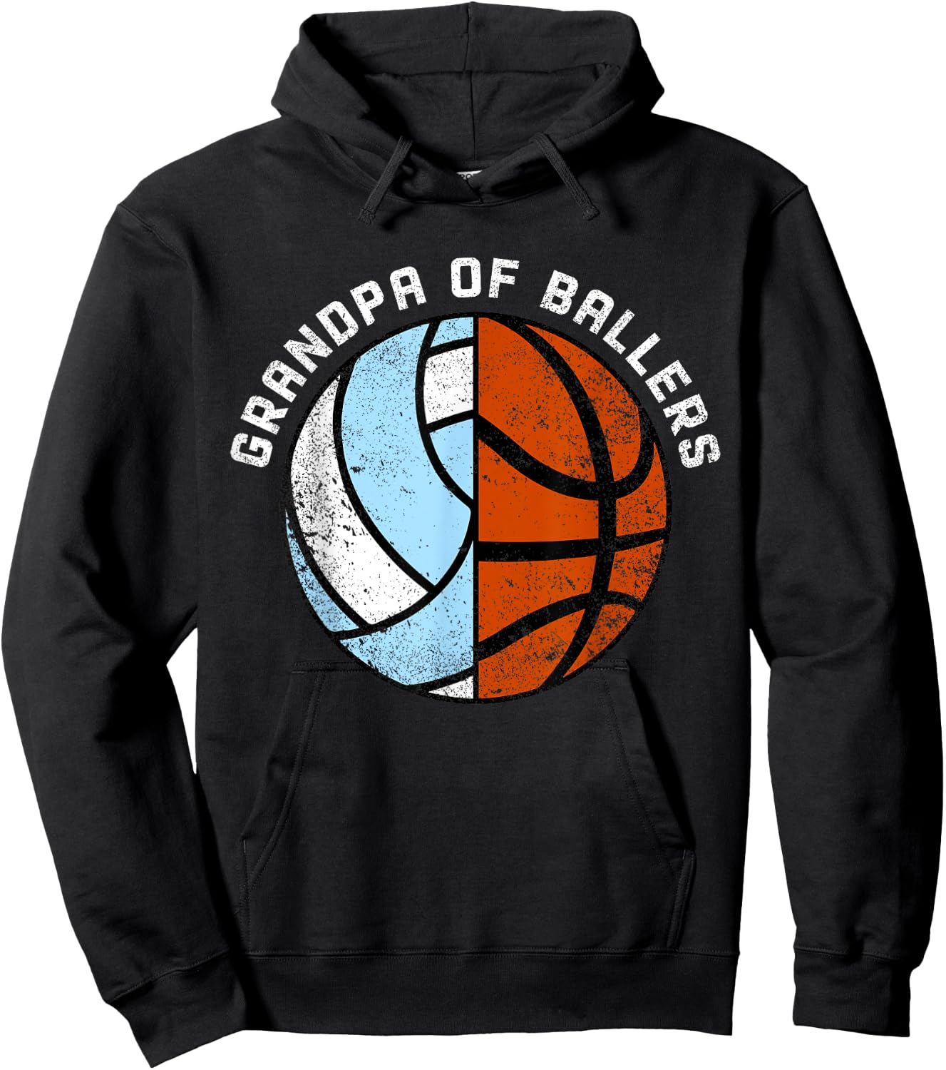 Grandpa Of Ballers Funny Volleyball Basketball Grandpa Hoodie - Hoodie | Black