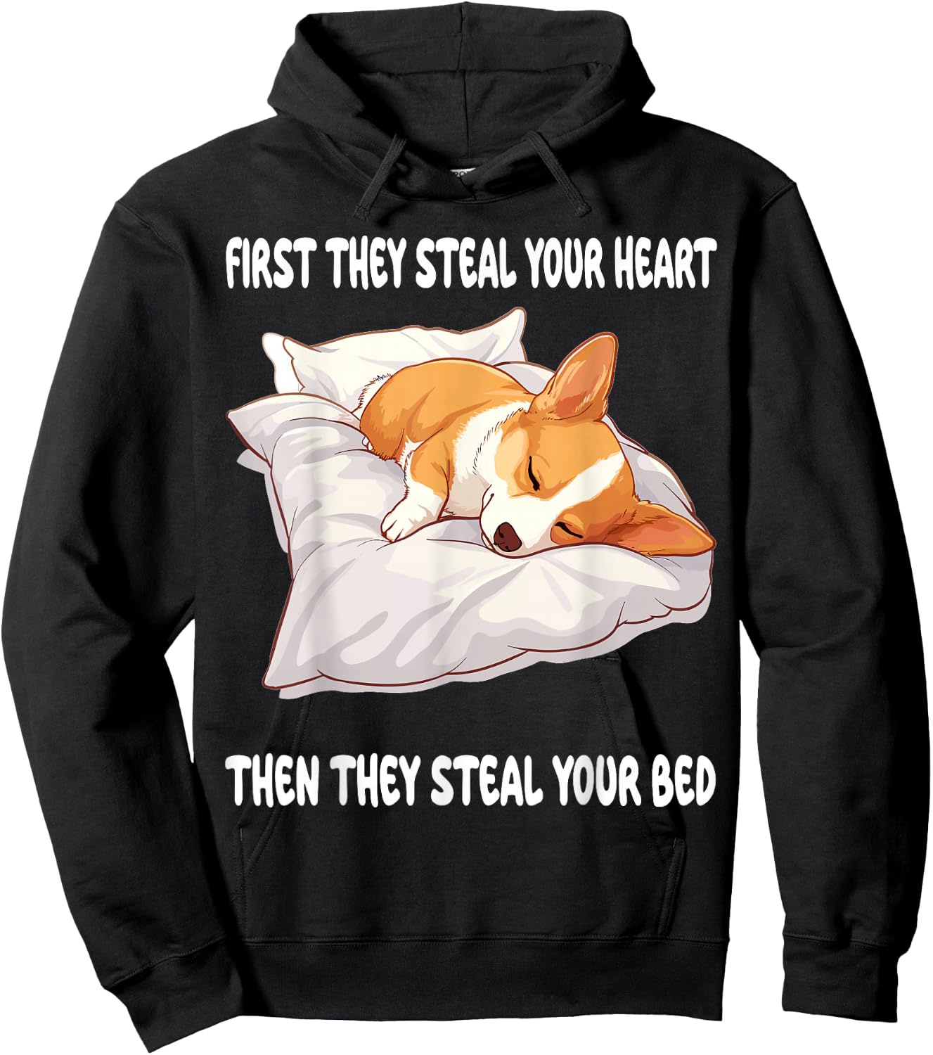 Welsh Corgi Pembroke Sleeping Pajamas Nightgown Hoodie - Hoodie | Black