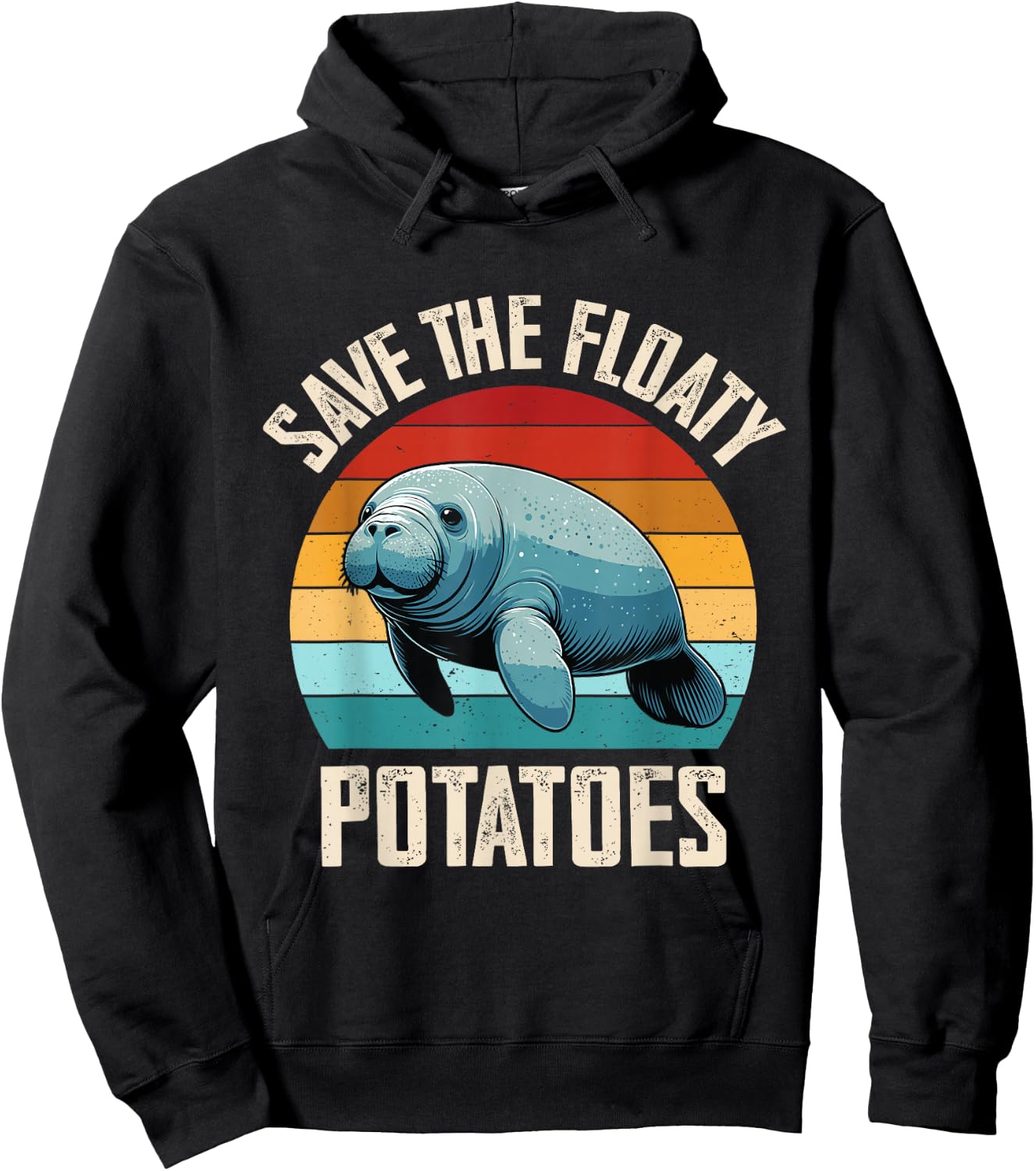 Manatee, Save The Floaty Potatoes, Sea Cow Funny Manatees Hoodie - Hoodie | Black