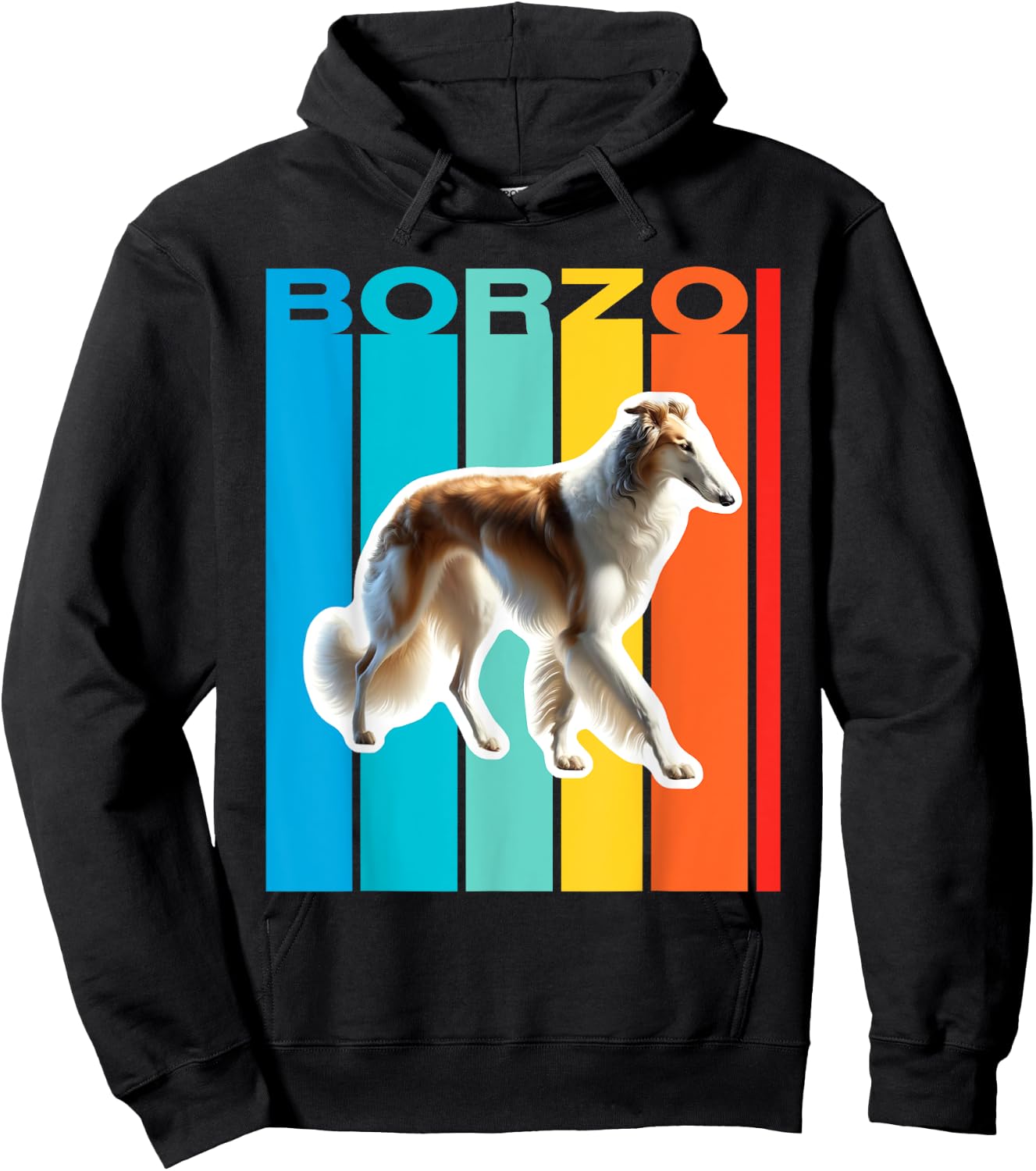 Colorful Borzoi Hoodie - Hoodie | Black