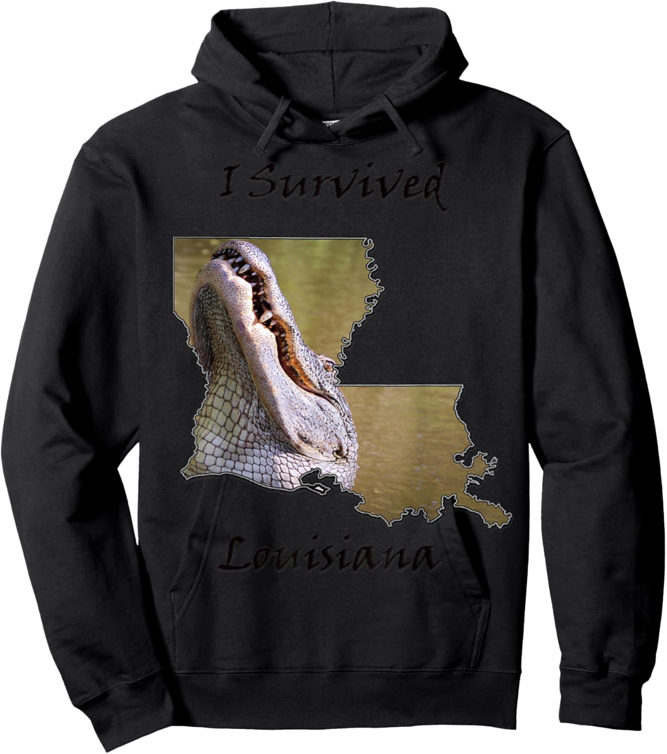 Louisiana Alligator Southern Survival Gator Swamp Design Hoodie - Hoodie | Black