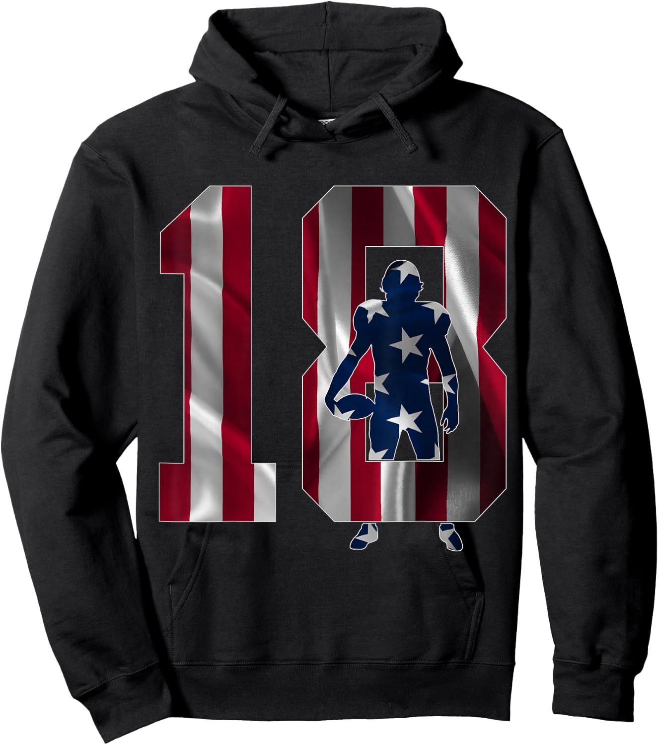 Number 18 Years Football 18th Birthday Hoodie - Hoodie | Black