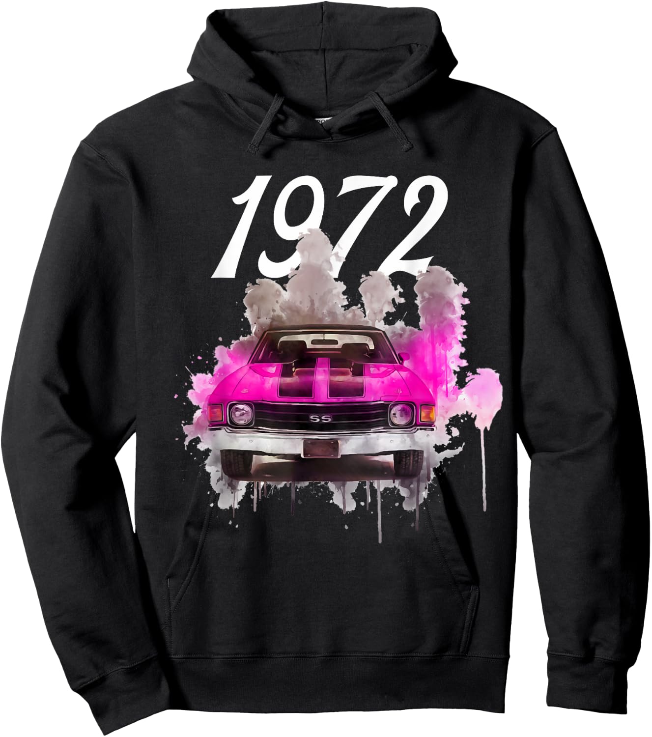 1972 72 Chevelle SS Trending Chevys Muscle Pink Car Hoodie - Hoodie | Black